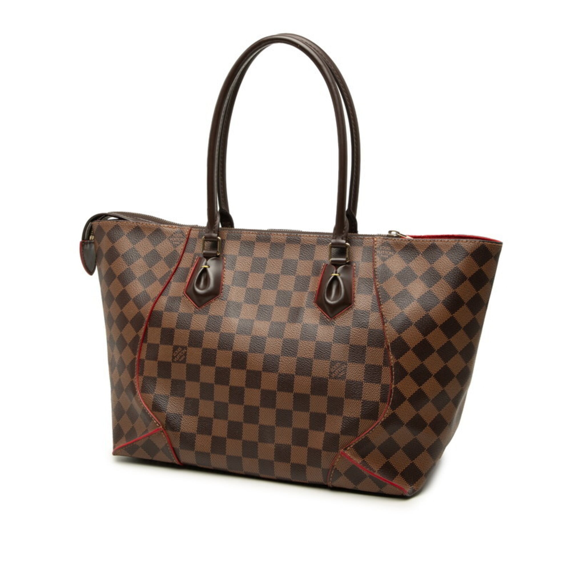 Louis Vuitton Brown Cerise Damier Canvas Red Color Pvc Leather Shoulder Bag Tote Bag (Pre-Owned)