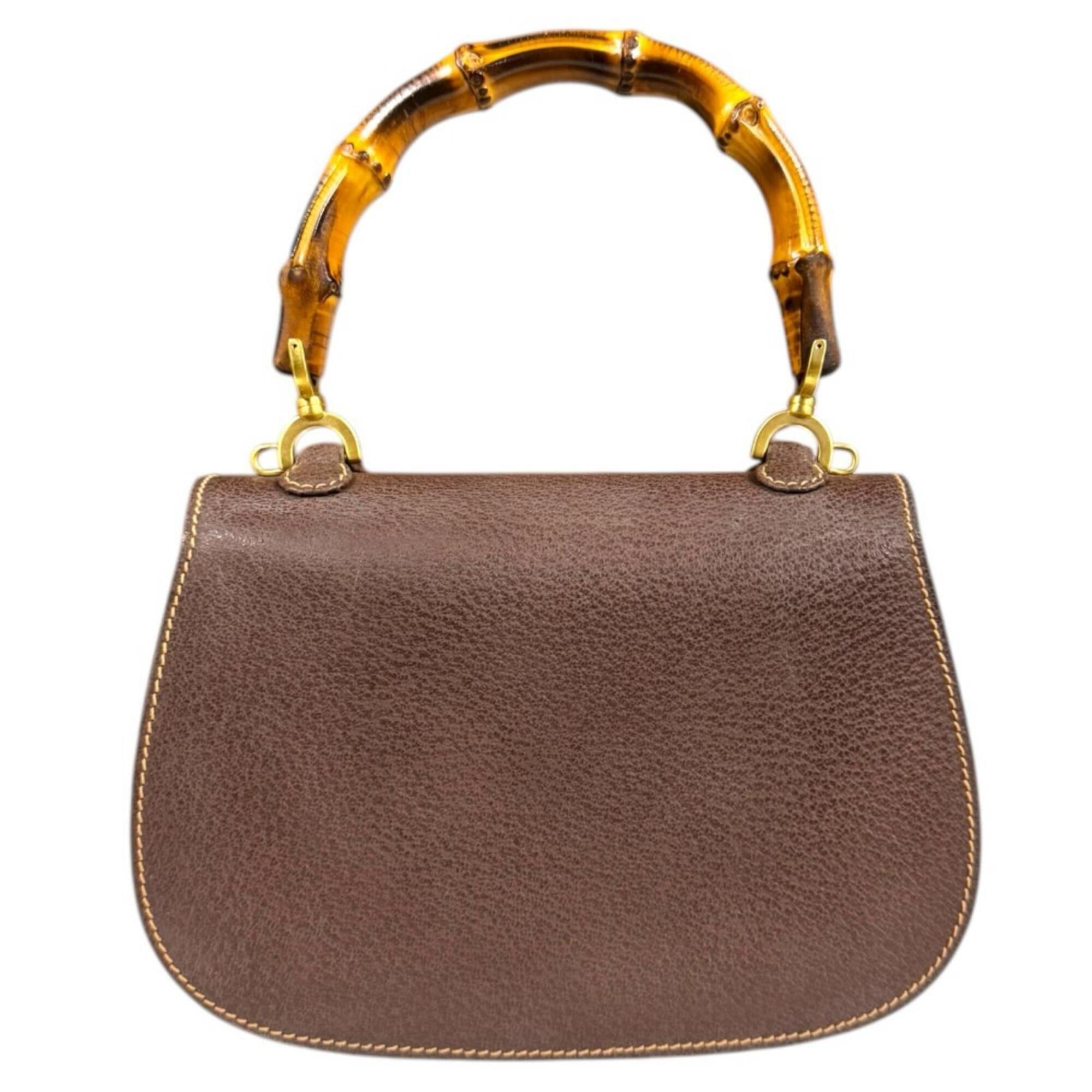 Gucci Bamboo Brown Bamboo Leather Shoulder Bag (Pre-Owned)