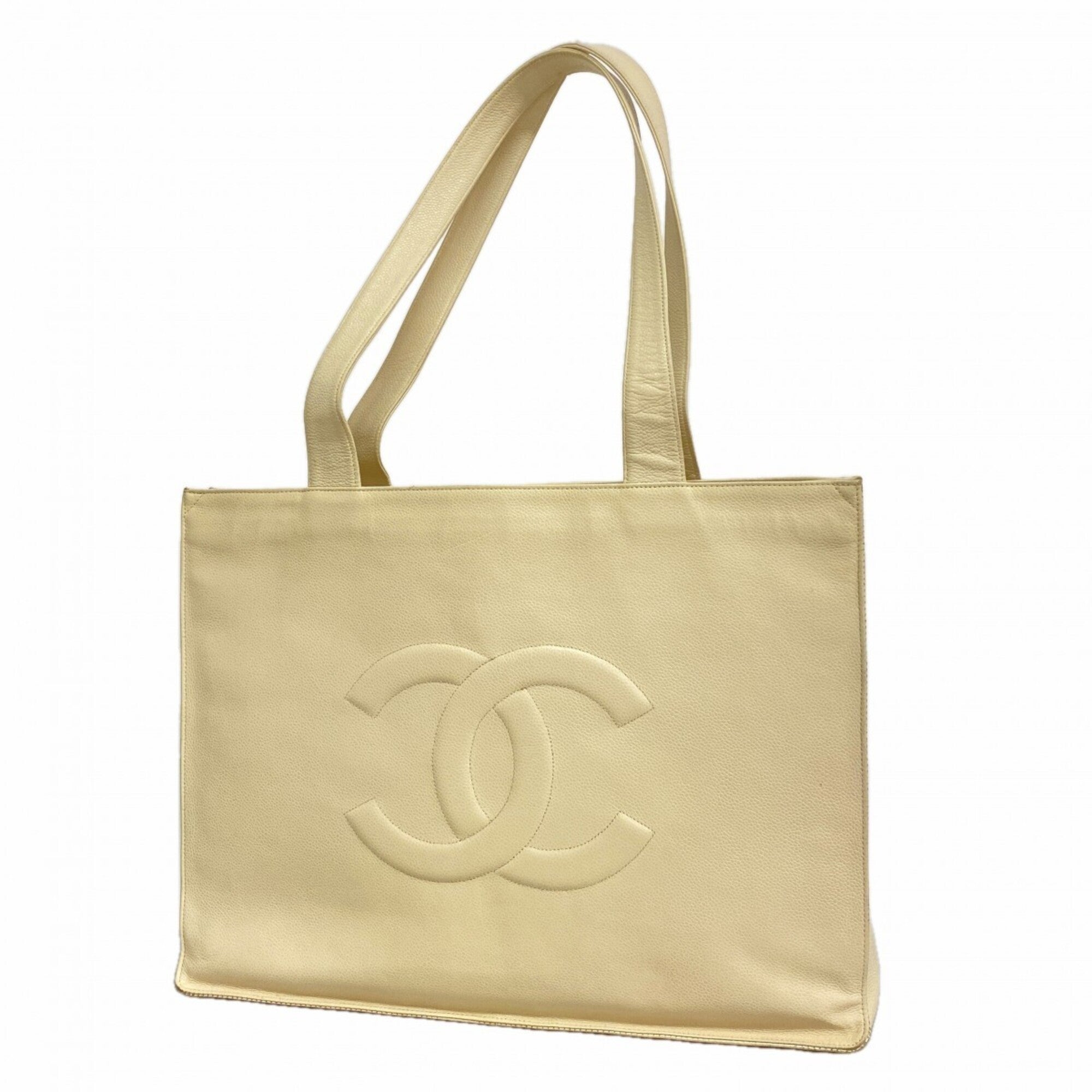 Chanel White Grained Calfskin Tote Bag (Pre-Owned)