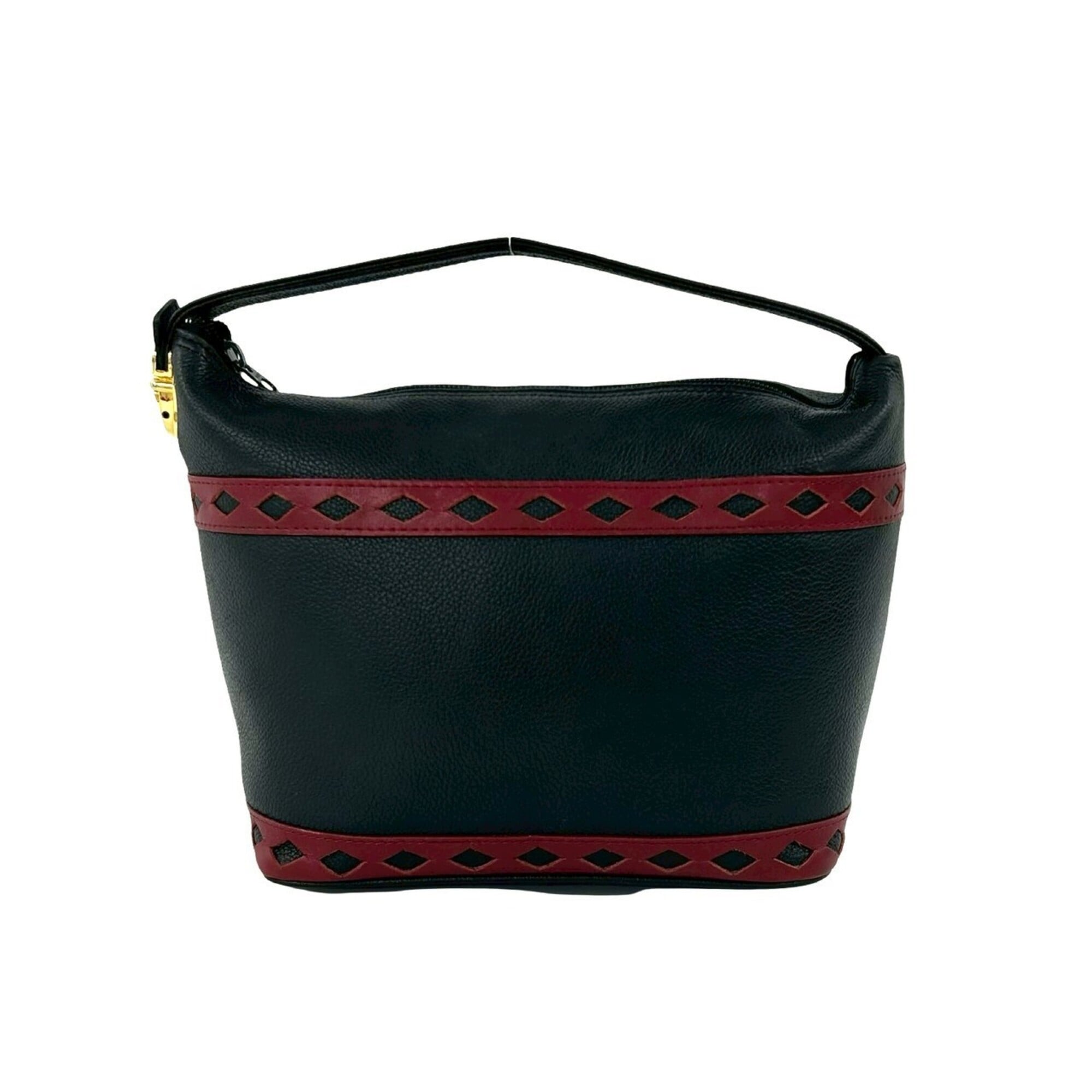 Yves Saint Laurent Black Red Color Leather Handbag (Pre-Owned)