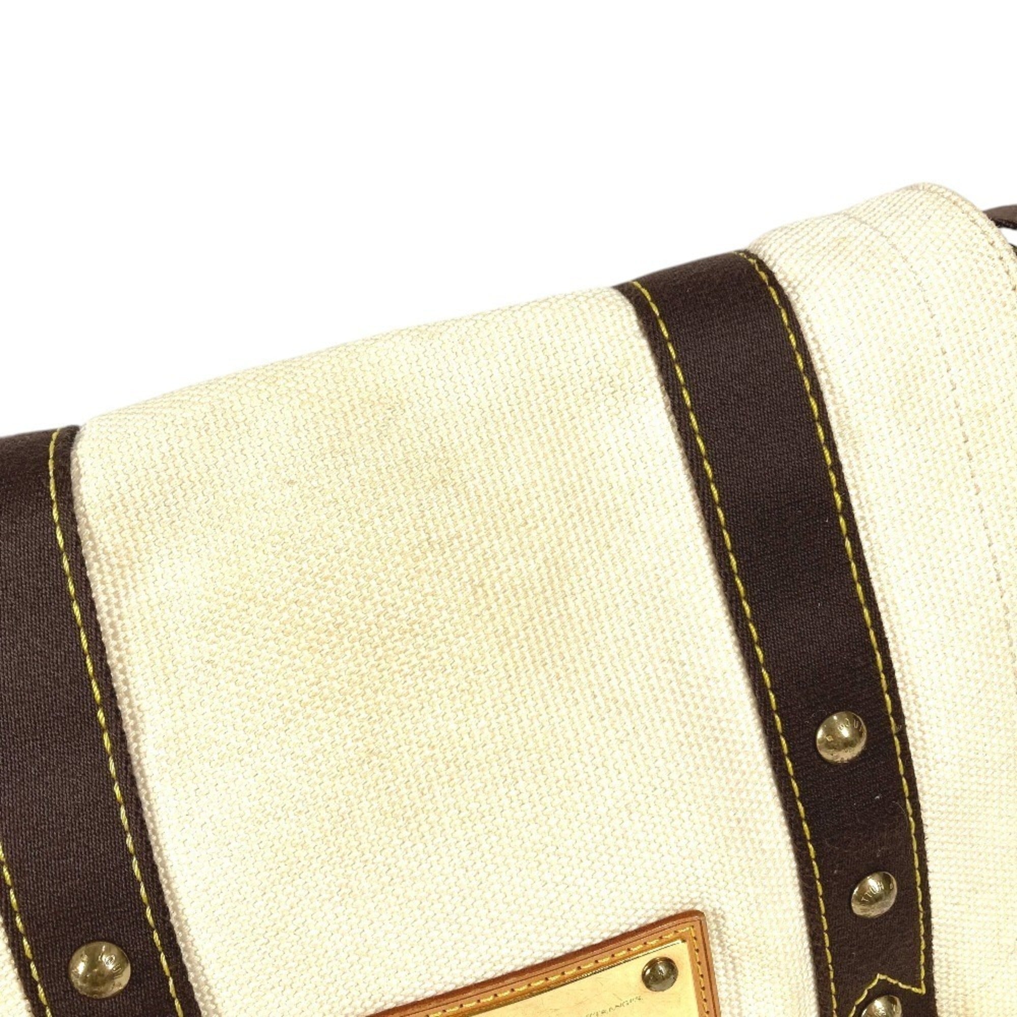 Louis Vuitton Brown Ecru White Canvas Shoulder Bag (Pre-Owned)