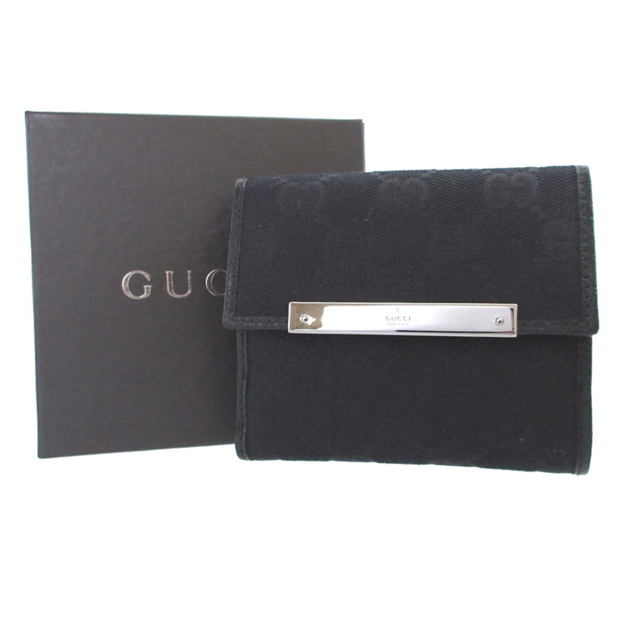 Gucci Black Gg Canvas Leather Wallet (Bi-Fold) (Pre-Owned)