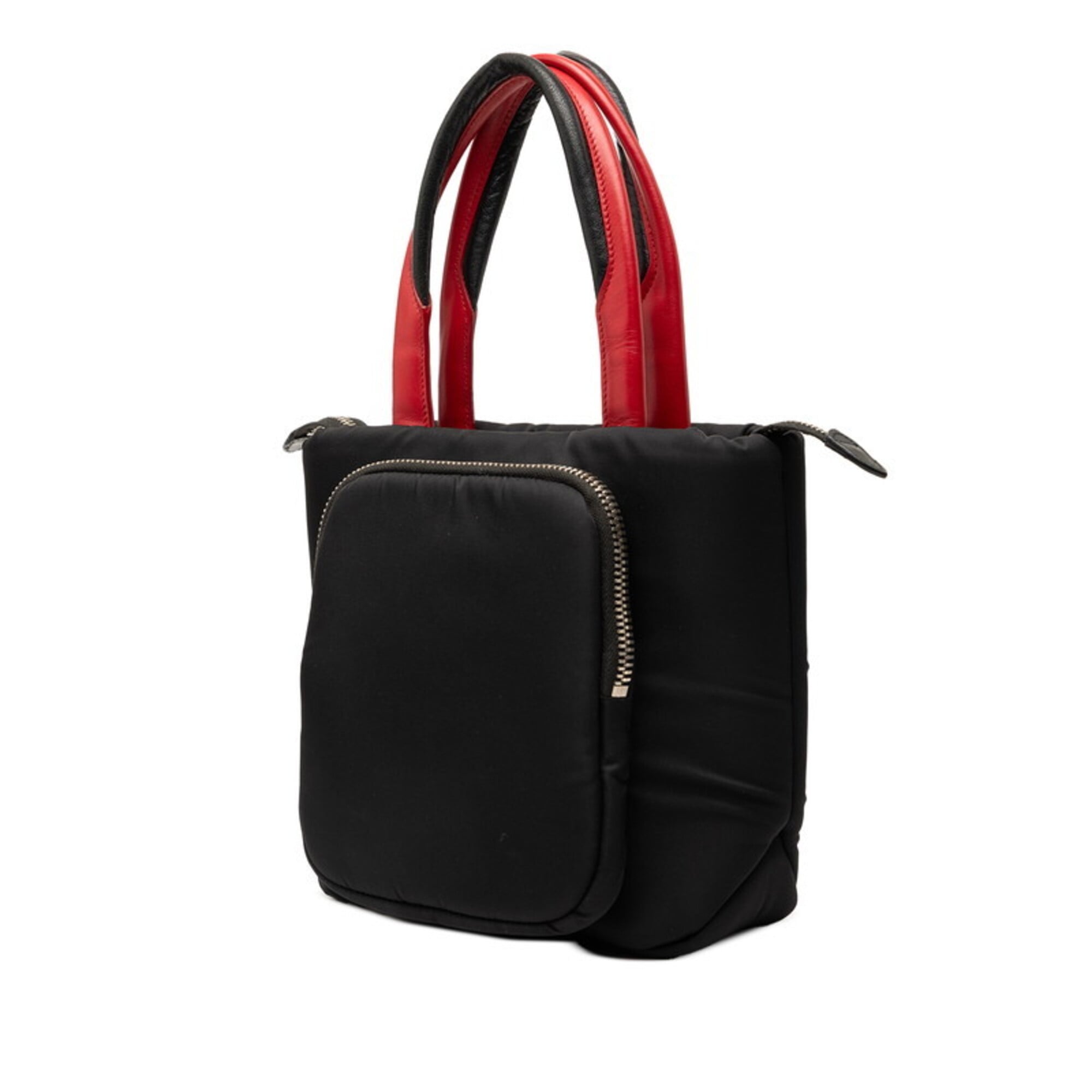 Prada Black Red Color Nylon Handbag Shoulder Bag (Pre-Owned)