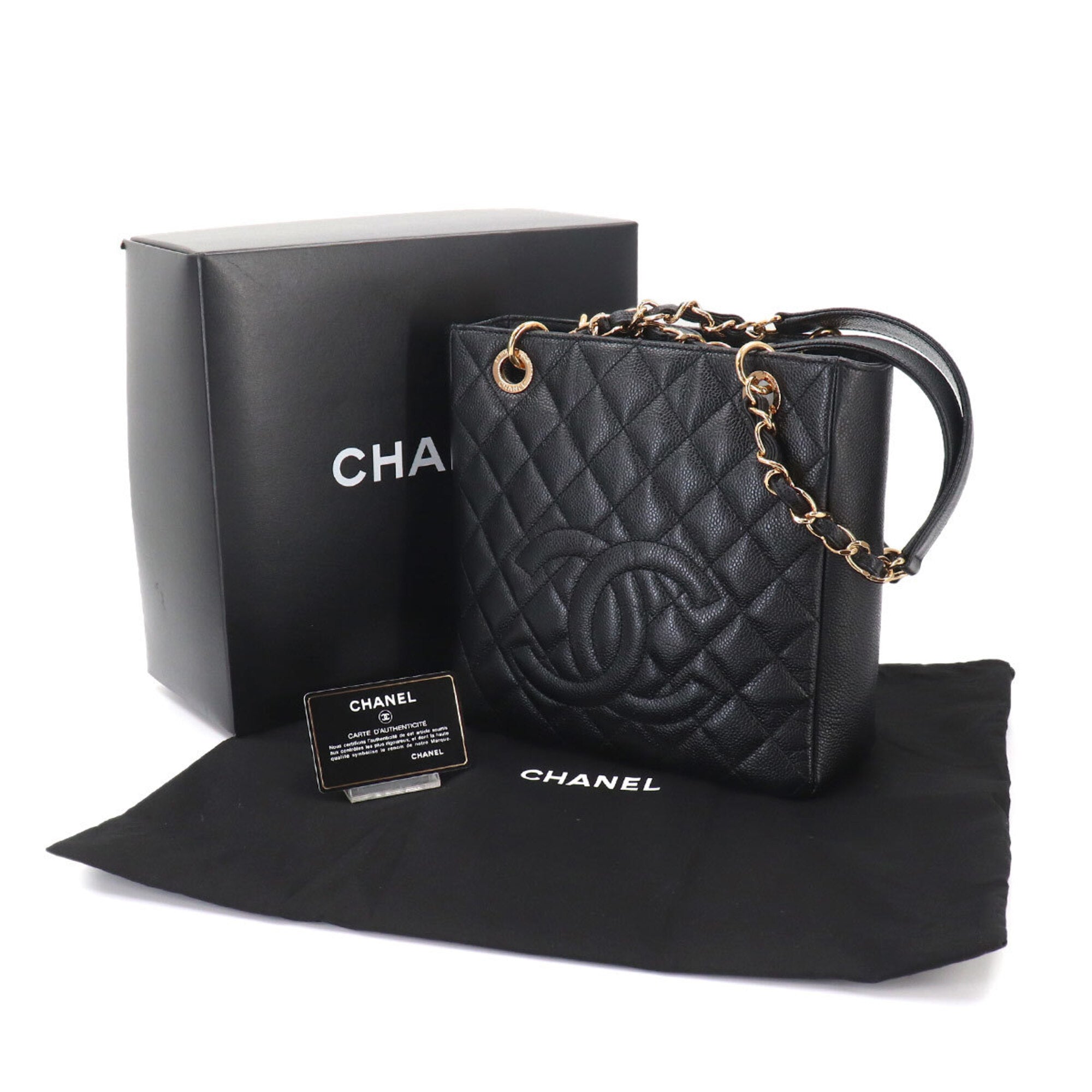 Chanel Matelasse Black Grained Calfskin Handbag Tote Bag (Pre-Owned)