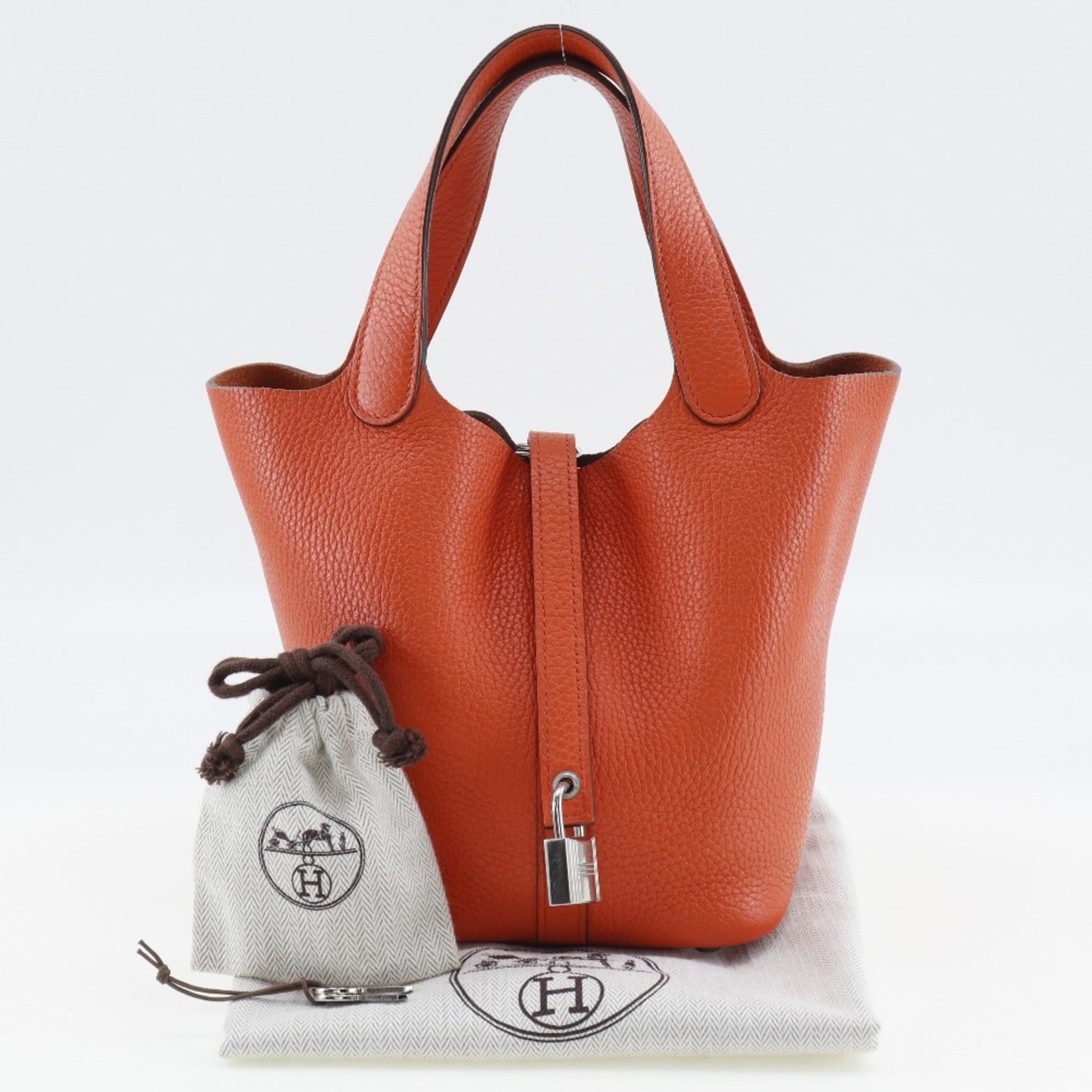 Hermes Orange Taurillon Clemence Leather Handbag (Pre-Owned)
