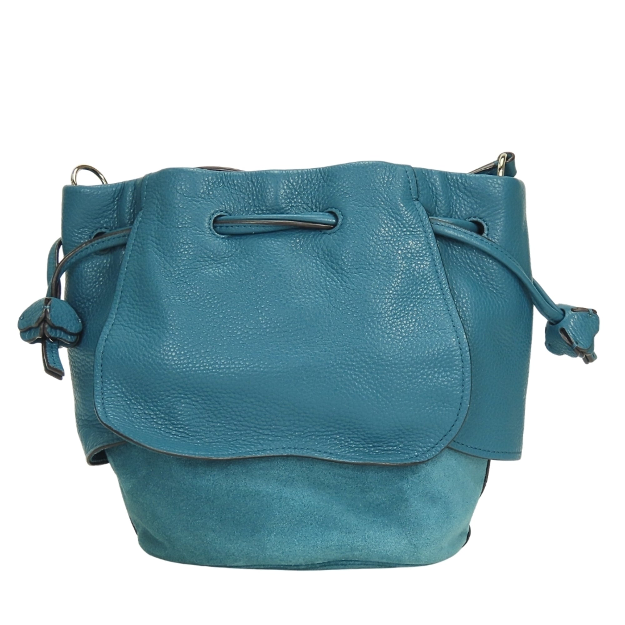 Coach Turquoise Leather Suede Shoulder Bag (Pre-Owned)