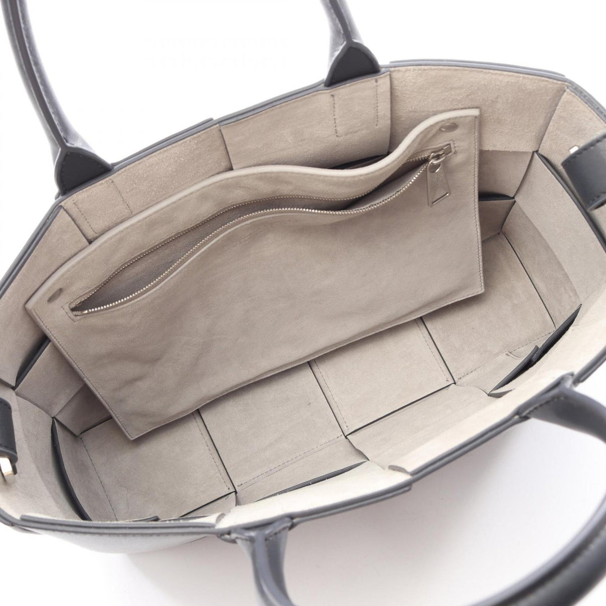 Bottega Veneta Gray Leather Handbag Tote Bag (Pre-Owned)