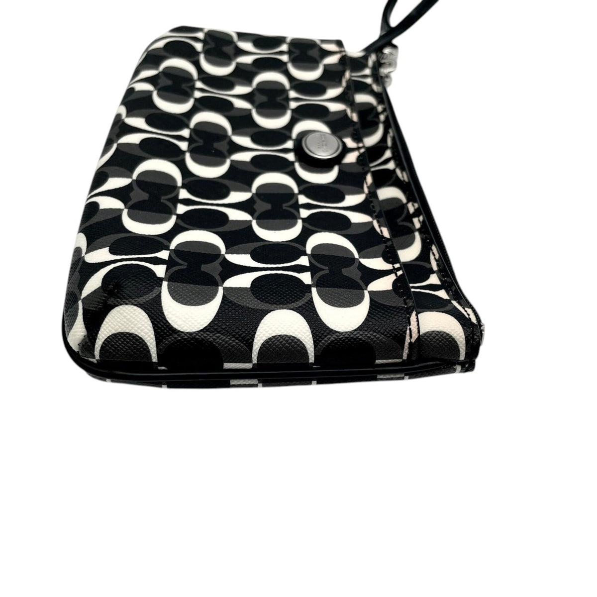 Coach Black Gray White Coated Canvas Leather Clutch Bag Pouch (Pre-Owned)