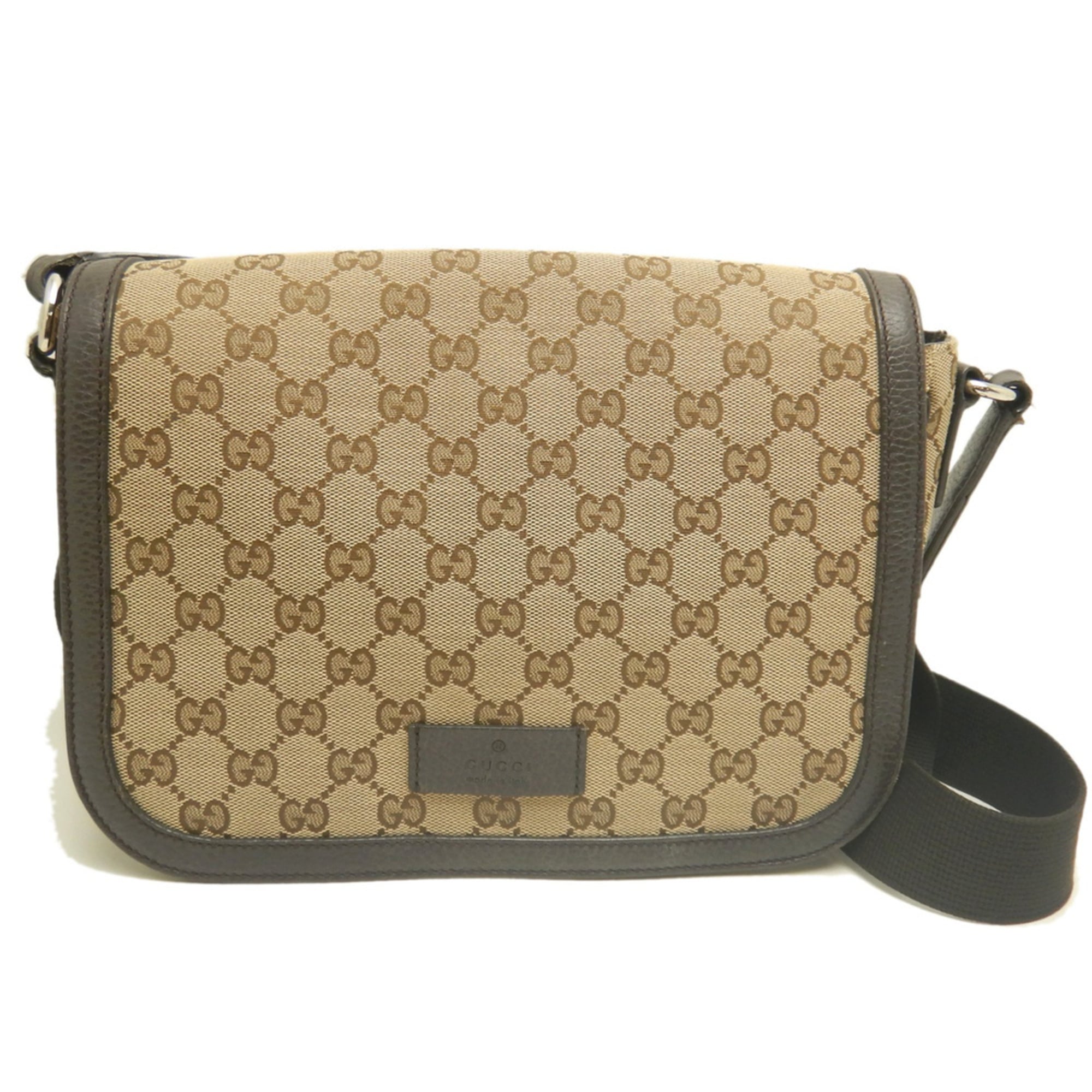 Gucci Beige Gg Canvas Leather Shoulder Bag (Pre-Owned)