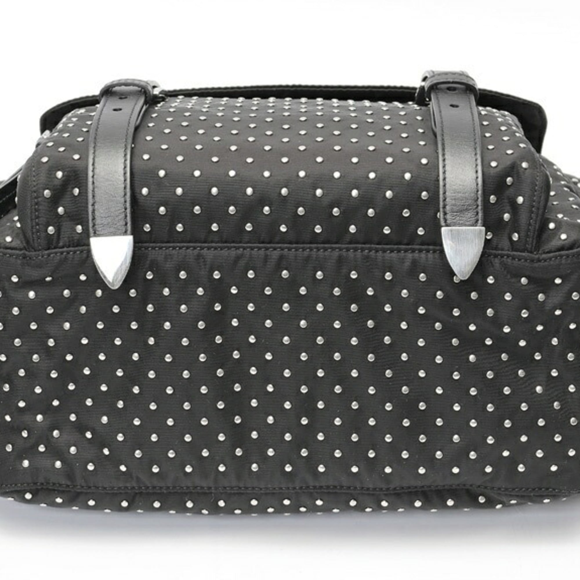Prada Black Nylon Metal Leather Shoulder Bag (Pre-Owned)