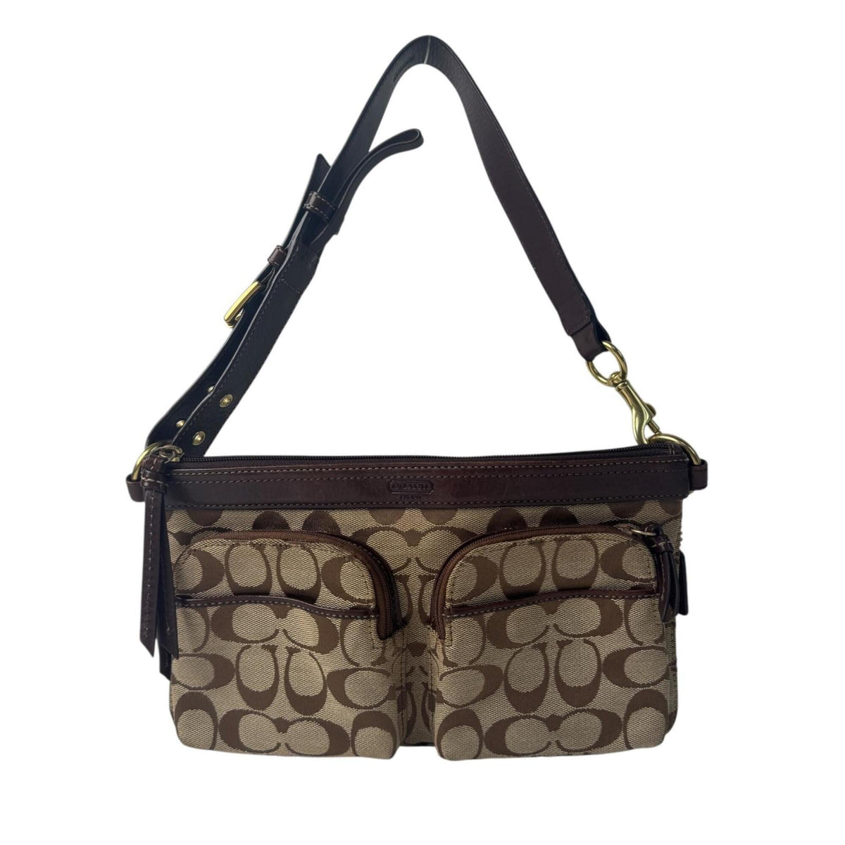 Coach Brown Canvas Leather Shoulder Bag (Pre-Owned)