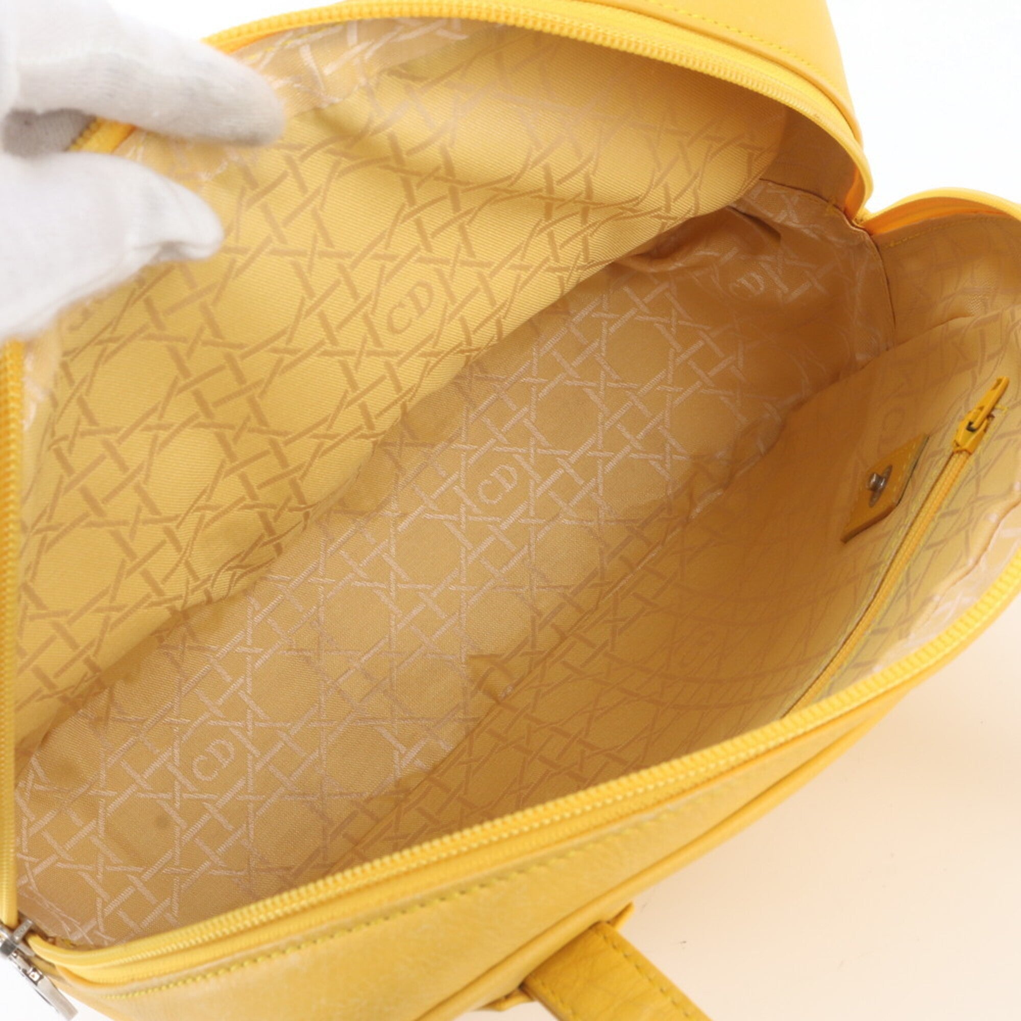 Christian Dior Yellow Leather Handbag Shoulder Bag Tote Bag (Pre-Owned)