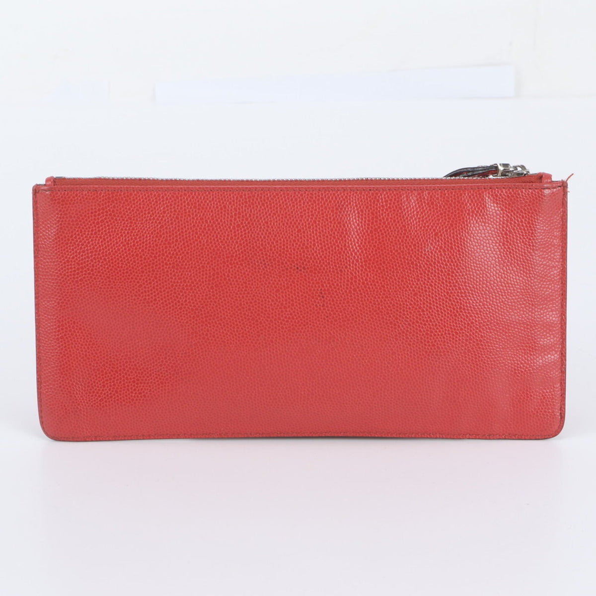 Salvatore Ferragamo Red Color Leather Clutch Bag Handbag Pouch Tote Bag (Pre-Owned)
