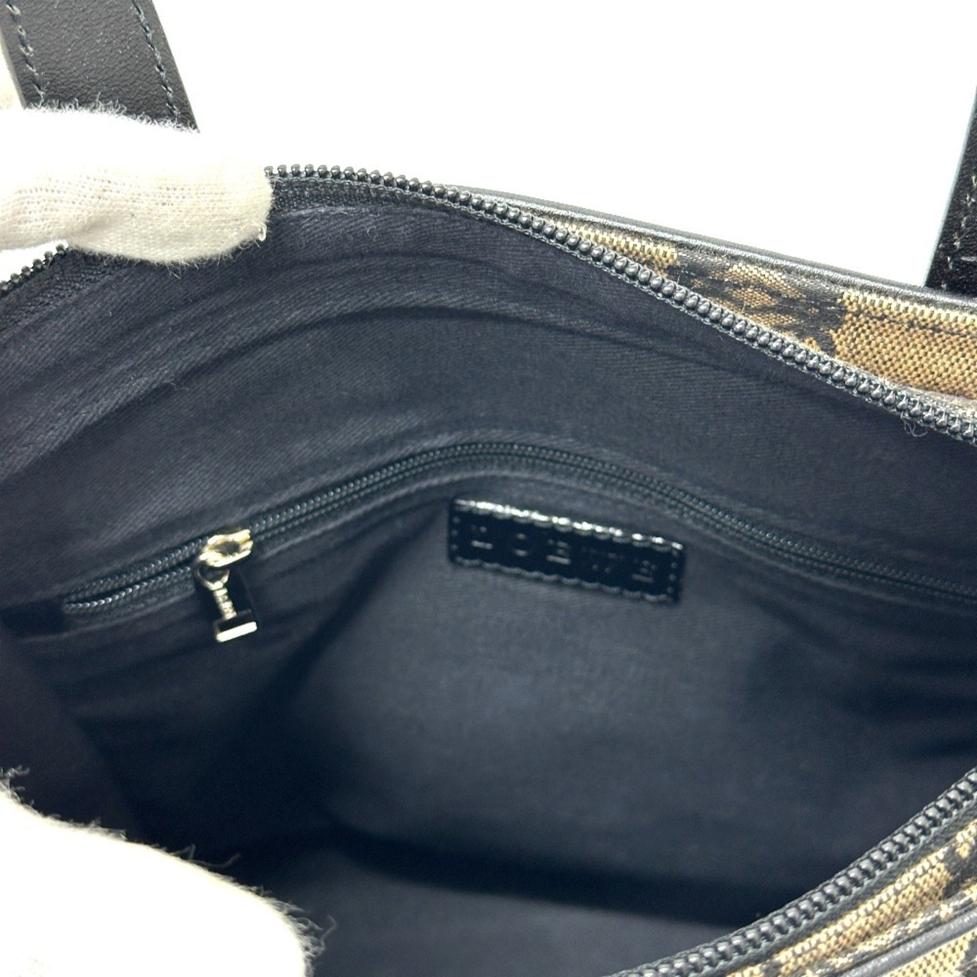 Loewe Beige Black Canvas Handbag Tote Bag (Pre-Owned)