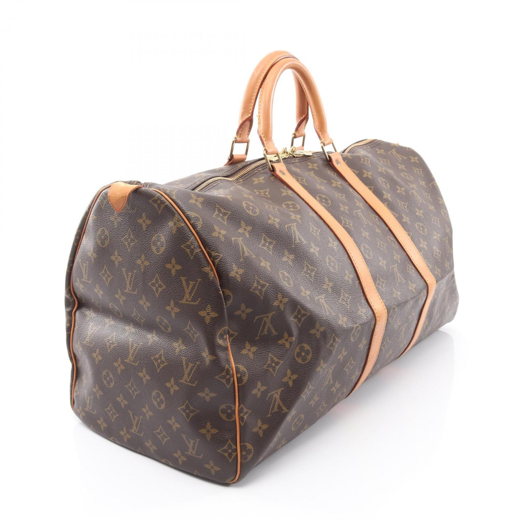 Louis Vuitton Brown Monogram Coated Canvas Leather Boston Bag Handbag (Pre-Owned)
