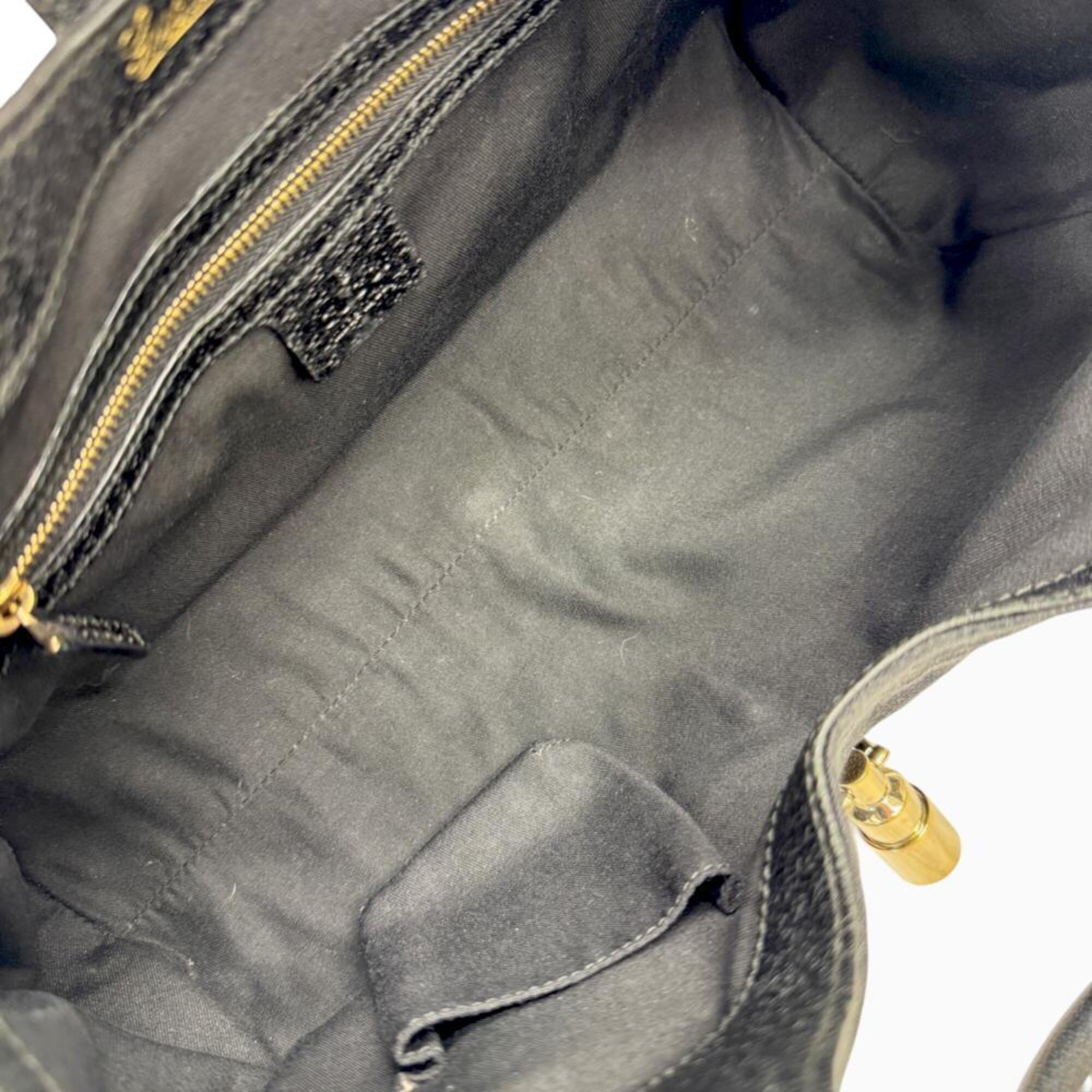 Gucci Black Canvas Leather Handbag Shoulder Bag (Pre-Owned)