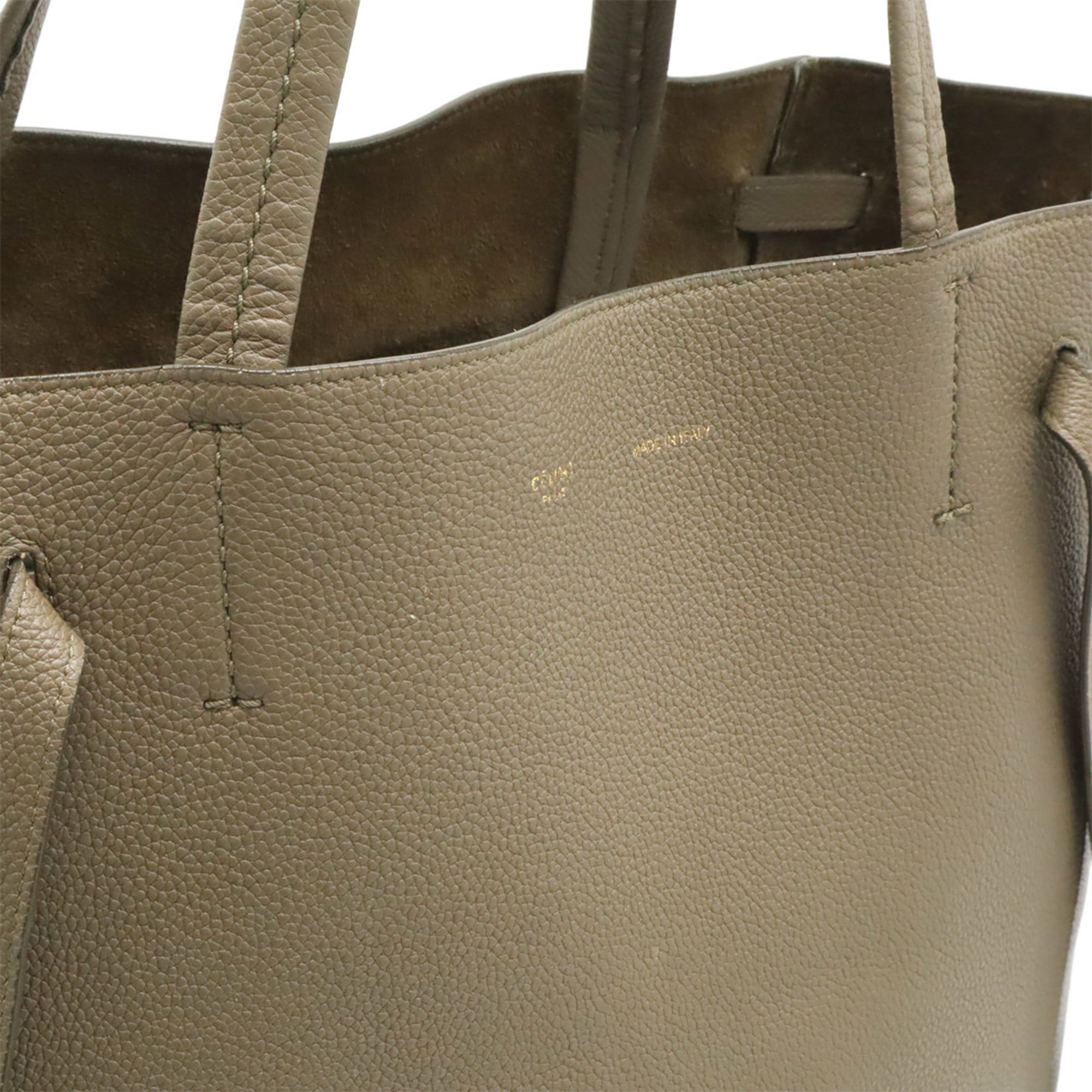 Celine Cabas Grayish Leather Shoulder Bag Tote Bag (Pre-Owned)