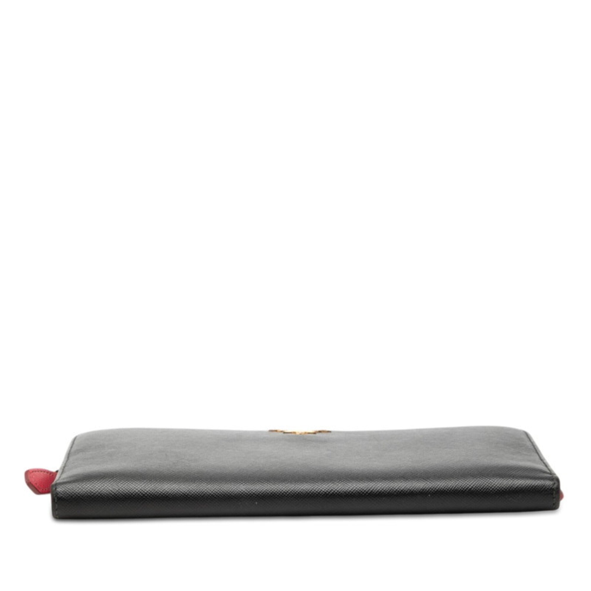 Prada Black Leather Long Wallet (Bi-Fold) (Pre-Owned)