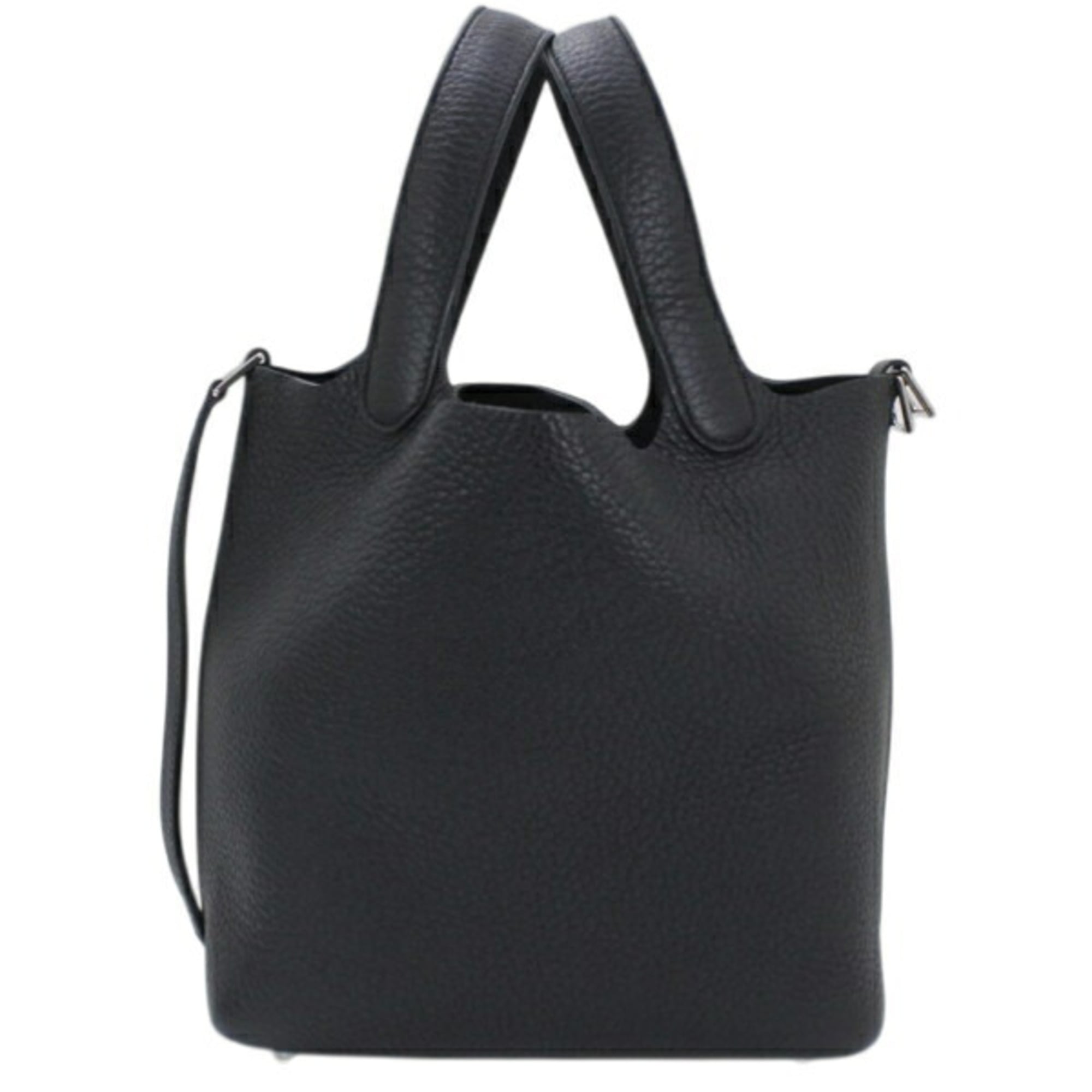 Hermes Black Taurillon Clemence Leather Handbag Tote Bag (Pre-Owned)