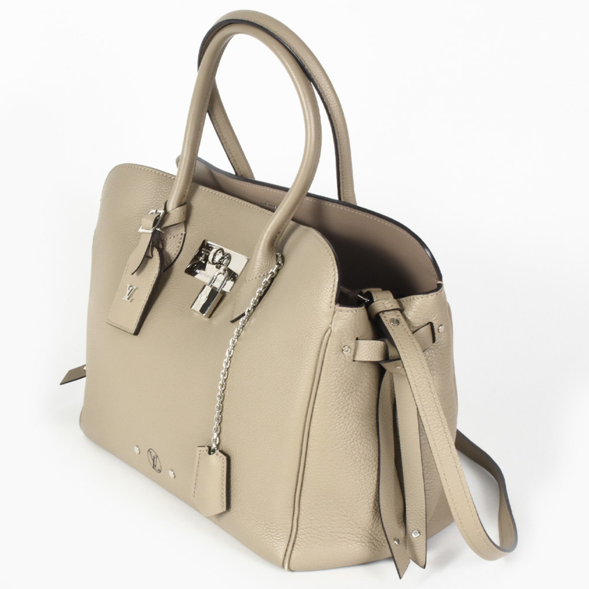 Louis Vuitton Grayish Tourterelle Leather Handbag (Pre-Owned)