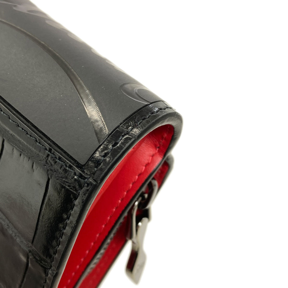 Christian Louboutin Black Red Color Leather Wallet (Bi-Fold) (Pre-Owned)