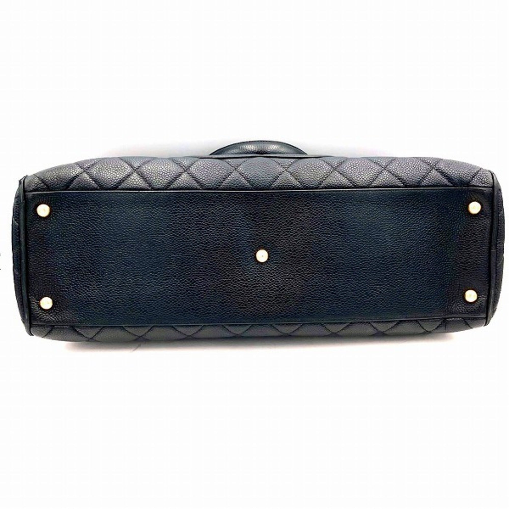 Chanel Black Grained Calfskin Boston Bag Handbag (Pre-Owned)
