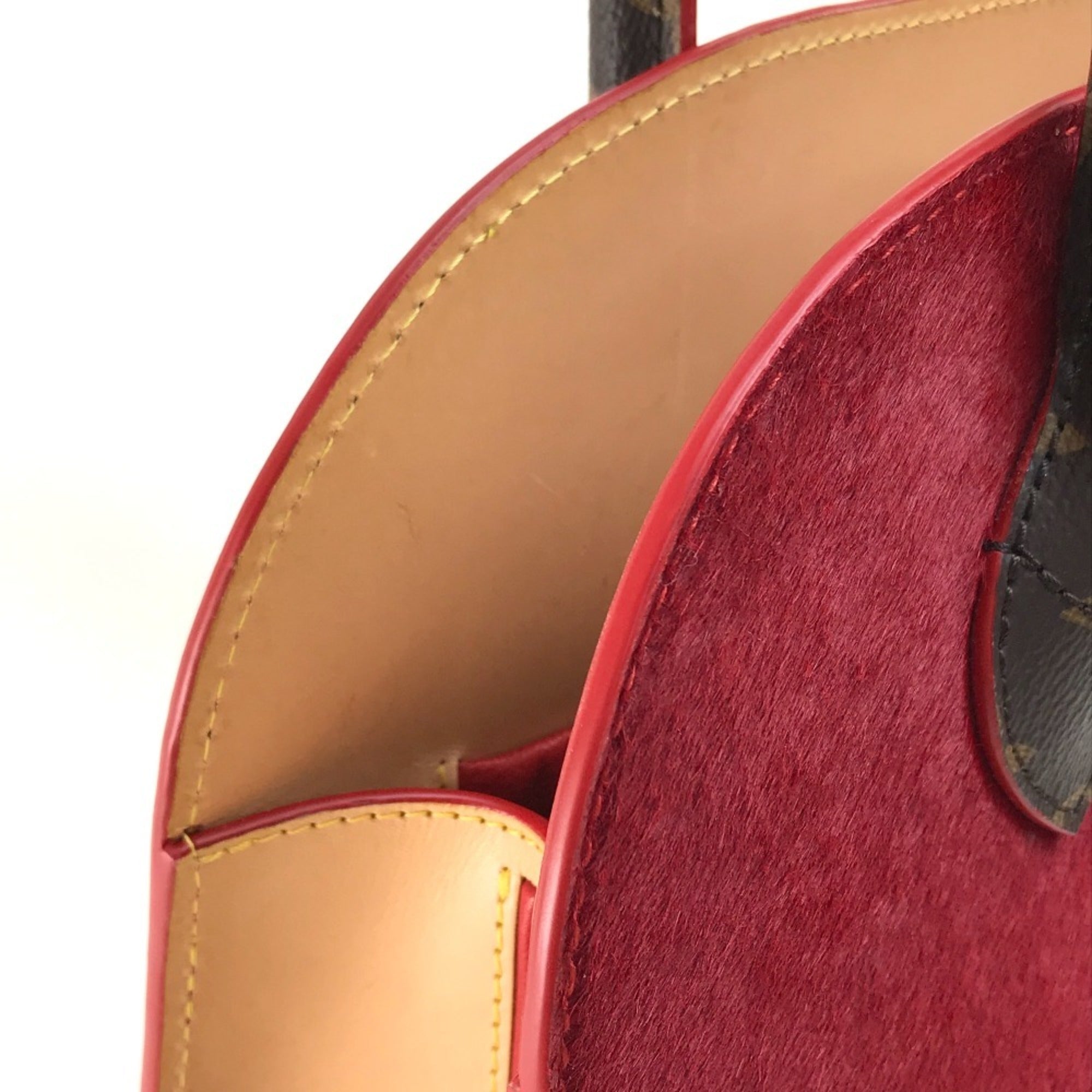 Louis Vuitton Brown Monogram Red Color Monogram Leather Handbag (Pre-Owned)