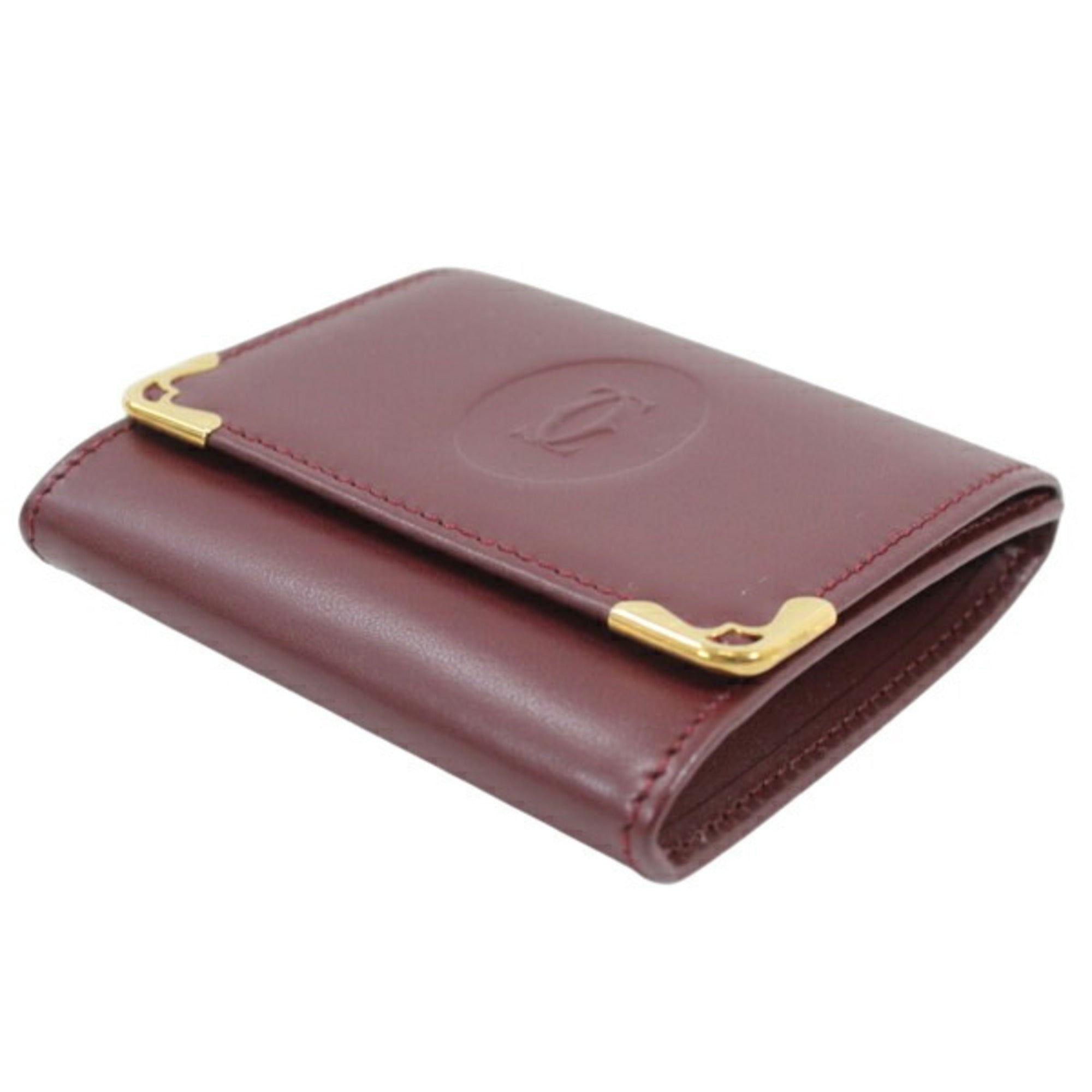 Cartier Must Bordeaux Leather Coin Purse/Coin Case (Pre-Owned)