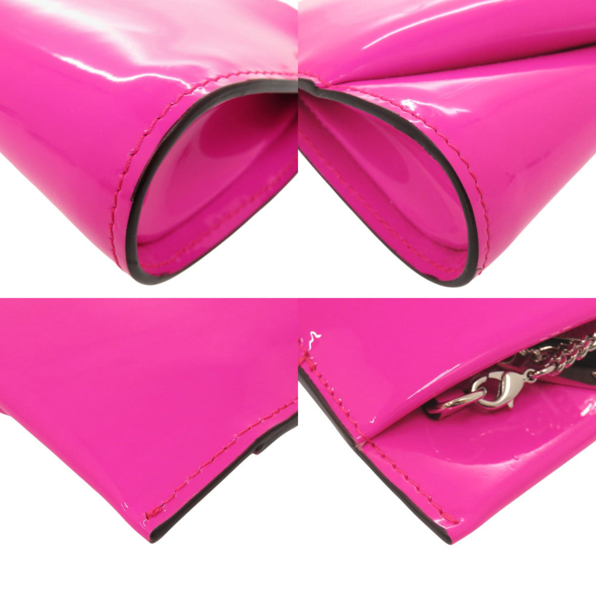Christian Louboutin Pink Patent Leather Clutch Bag Shoulder Bag (Pre-Owned)