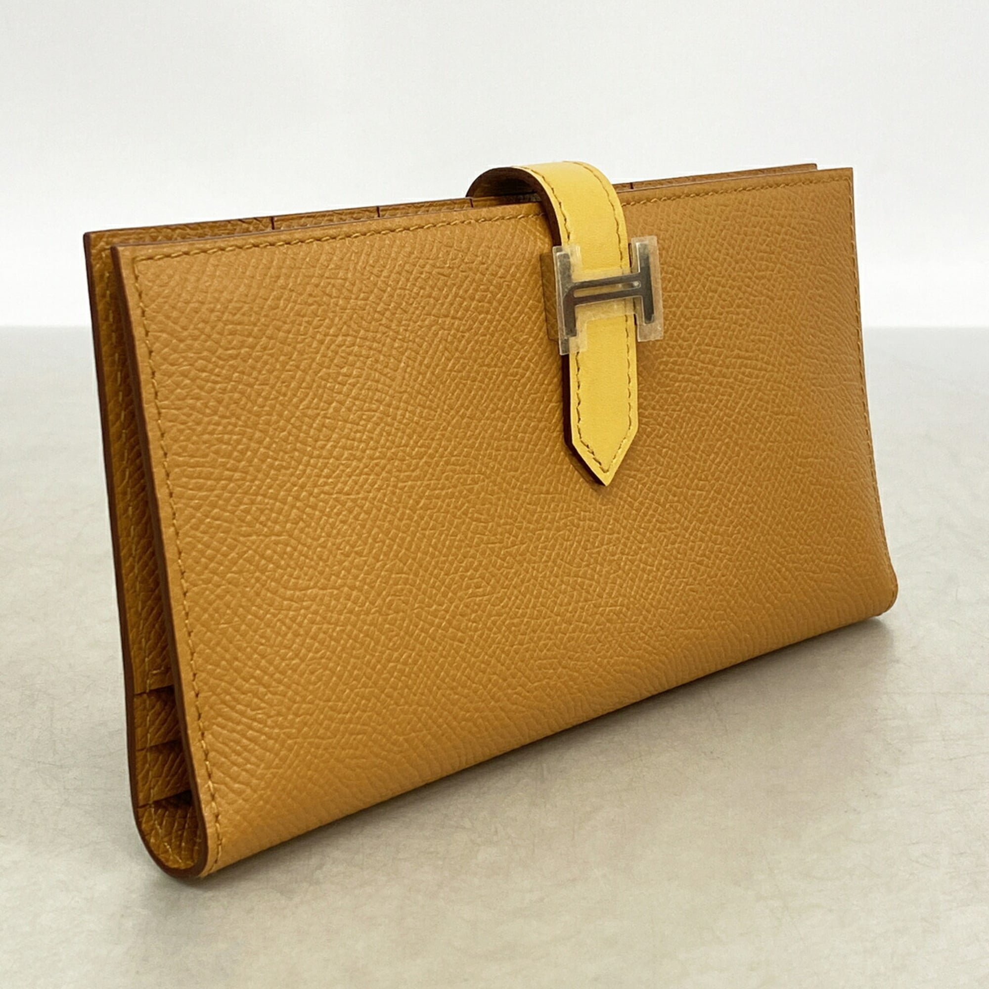 Hermes Caramel Tadelakt Leather Epsom Leather Leather Long Wallet (Bi-Fold) (Pre-Owned)