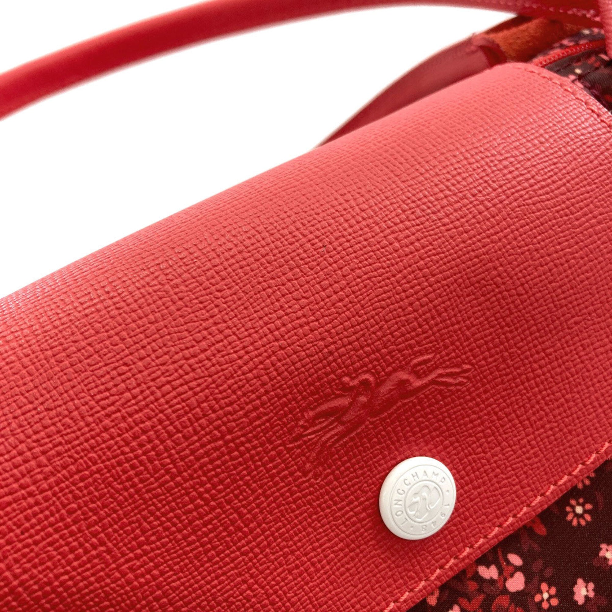 Longchamp Le Pliage Red Color Nylon Tote Bag (Pre-Owned)