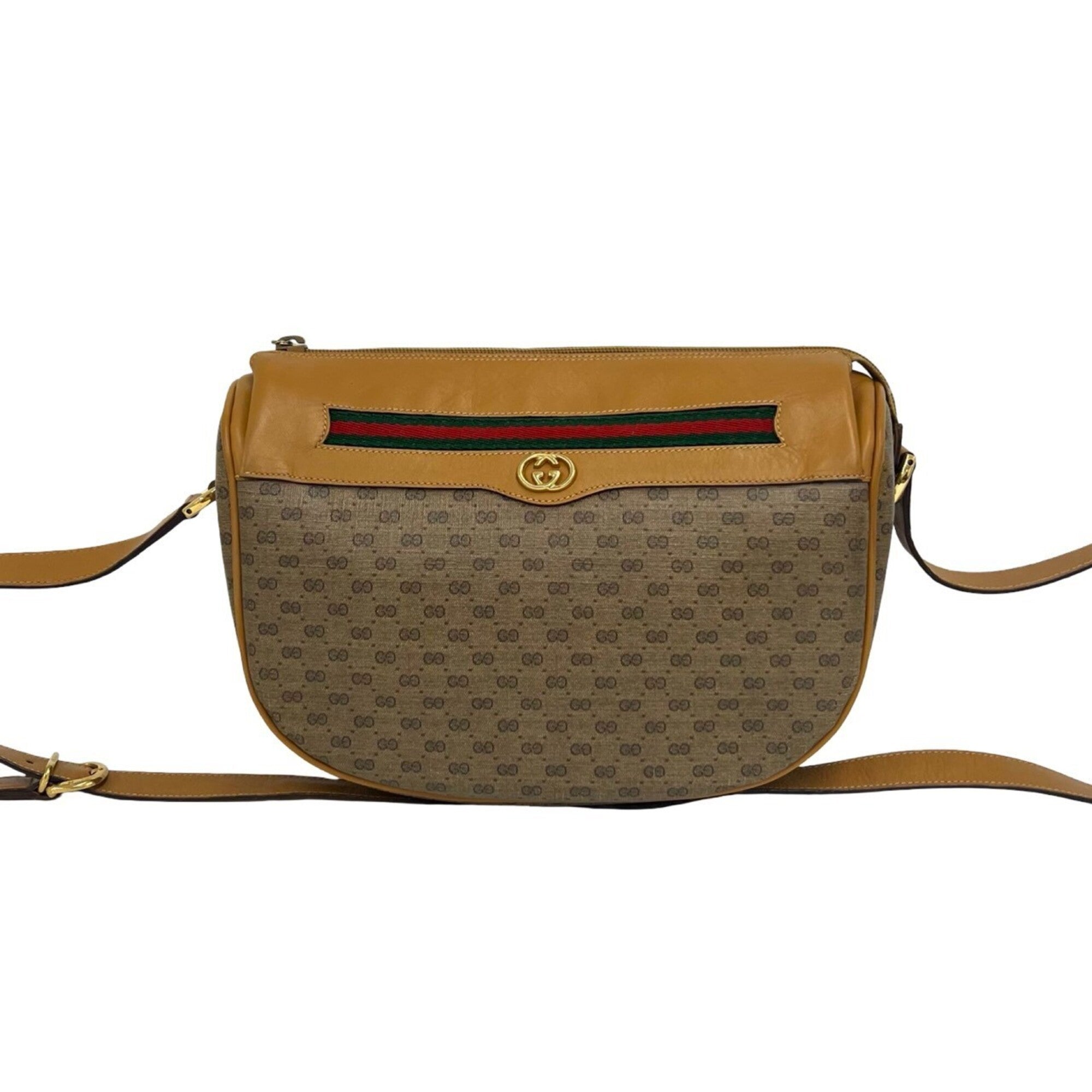 Gucci Brown Green Red Color Pvc Leather Shoulder Bag (Pre-Owned)