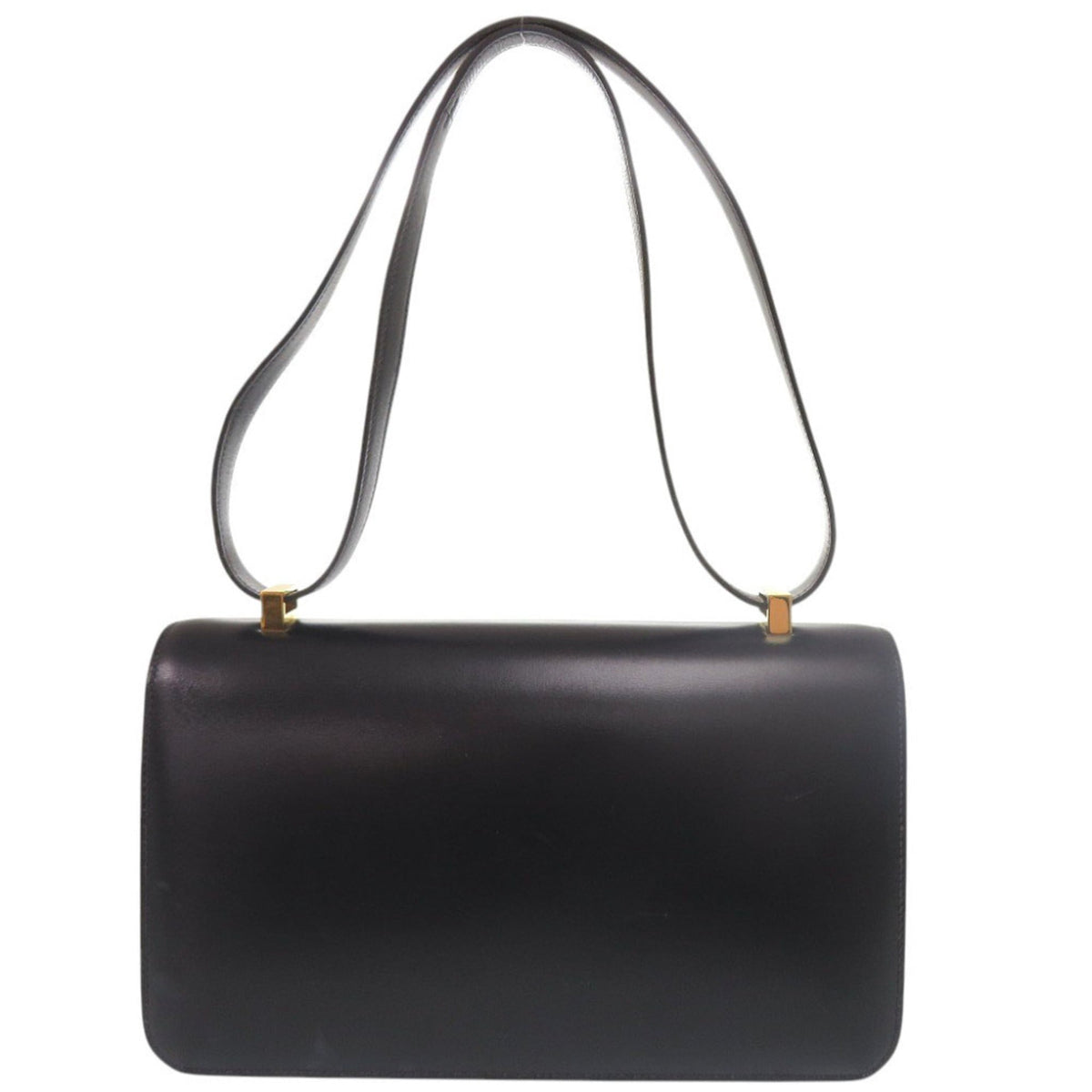 Hermes Navy Box Calf Leather Shoulder Bag (Pre-Owned)