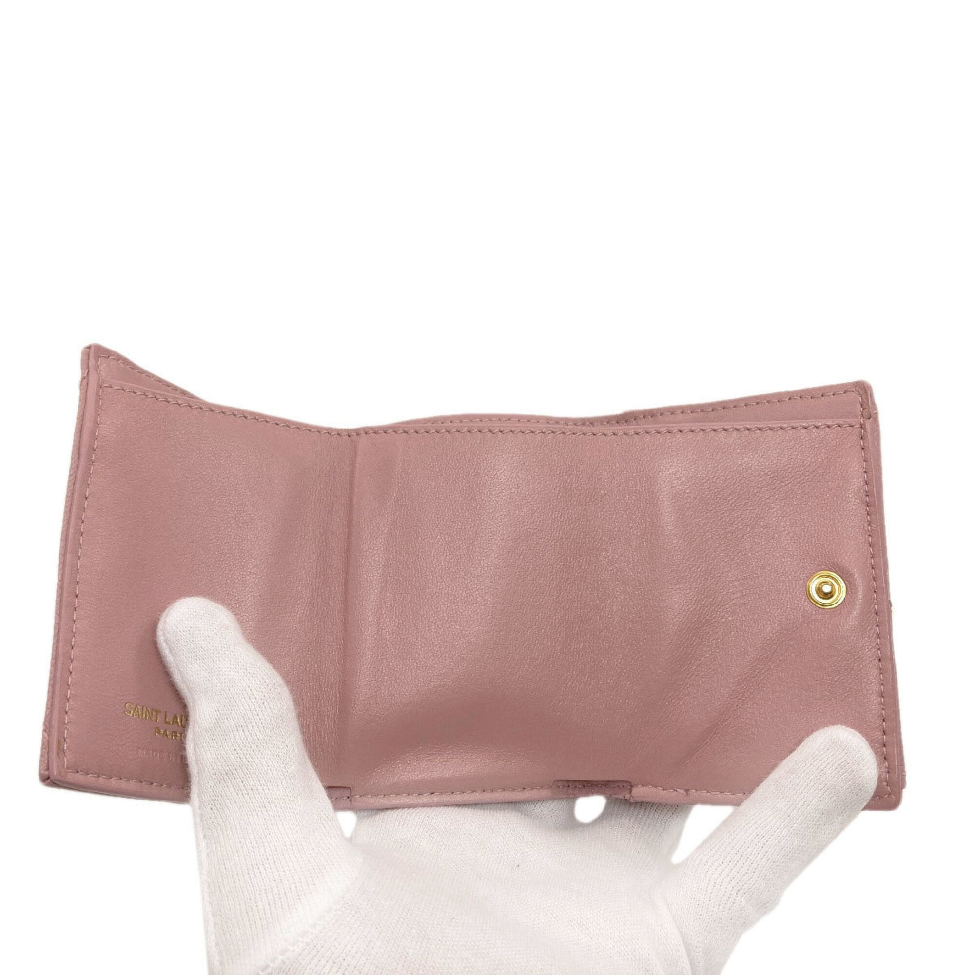 Yves Saint Laurent Pink Leather Wallet (Tri-Fold) (Pre-Owned)