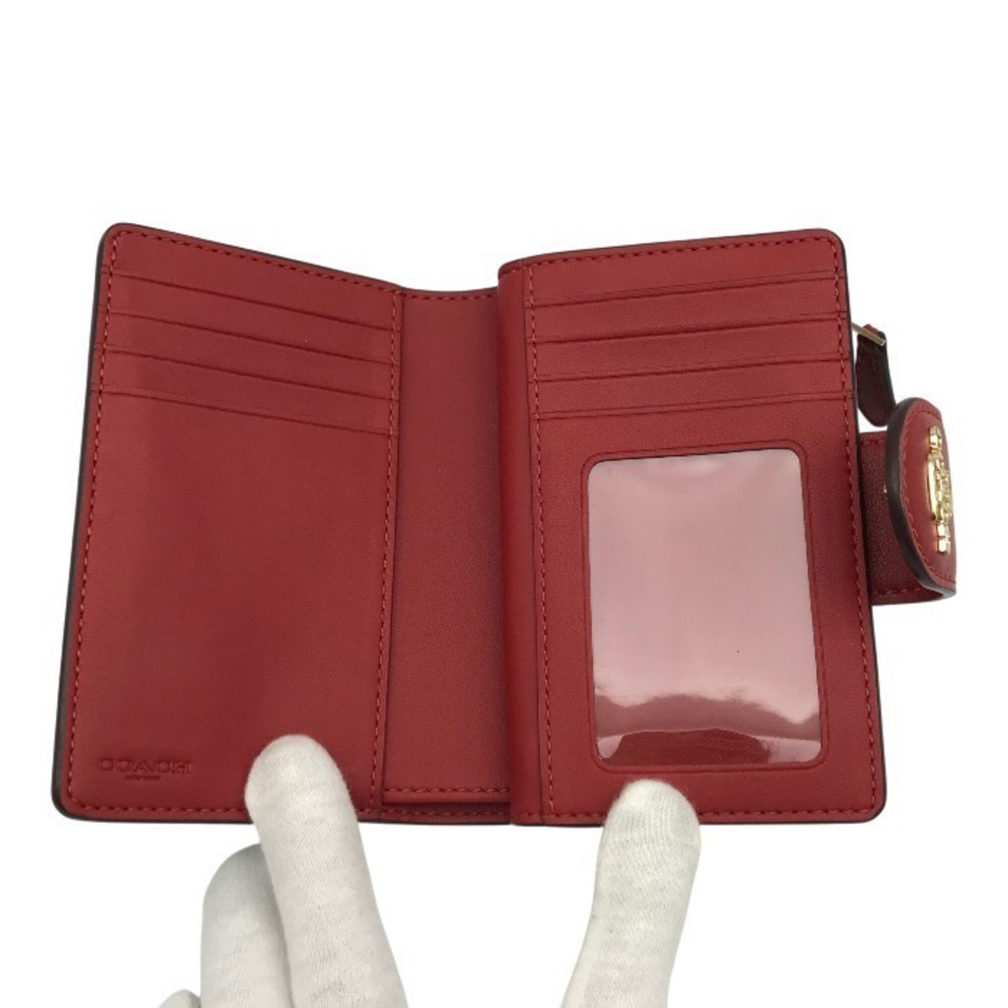 Coach Signature Brown Red Color Wallet (Bi-Fold) (Pre-Owned)