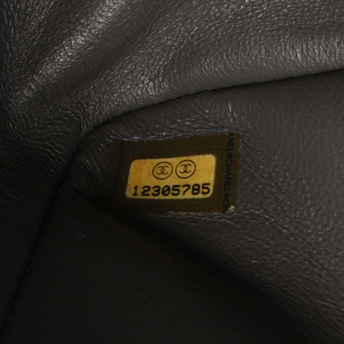 Chanel Gray Leather Handbag Shoulder Bag (Pre-Owned)