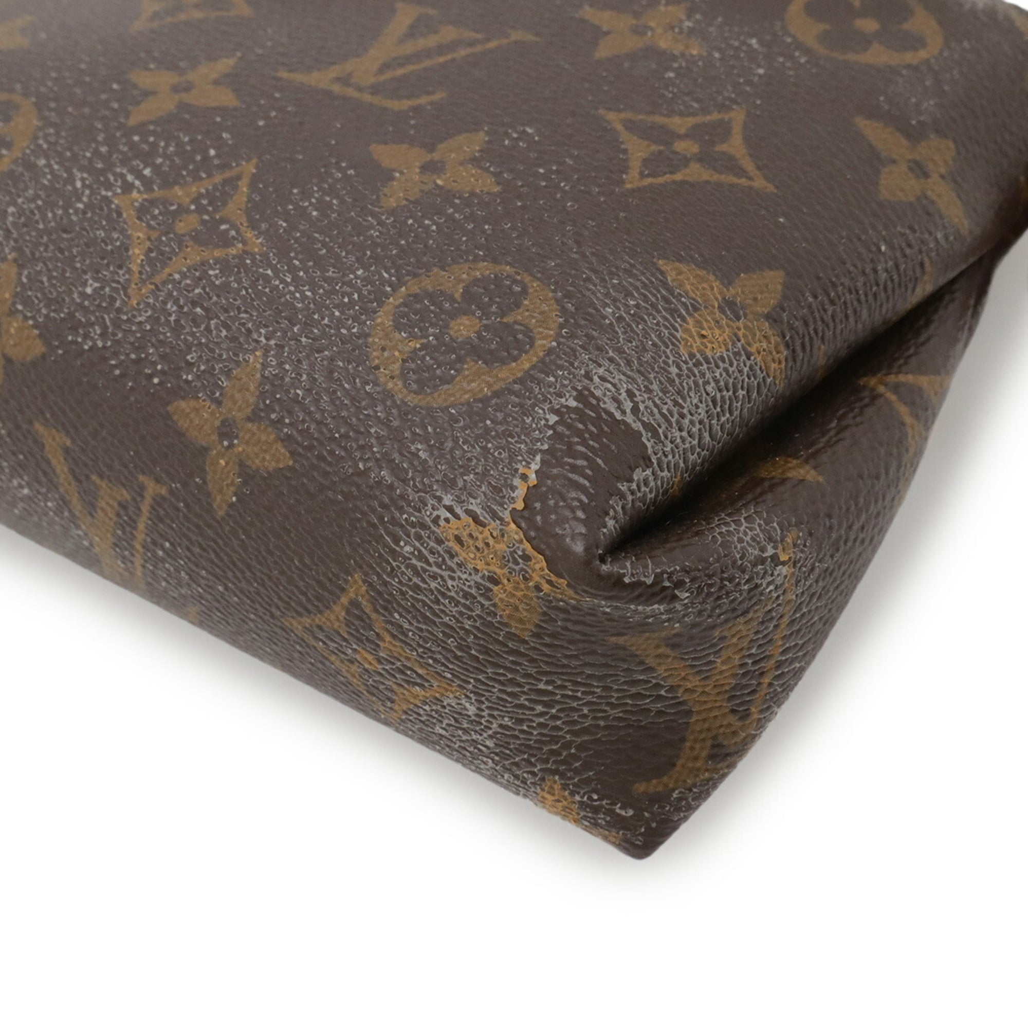 Louis Vuitton Rose Poudre Monogram Canvas Leather Clutch Bag Shoulder Bag (Pre-Owned)