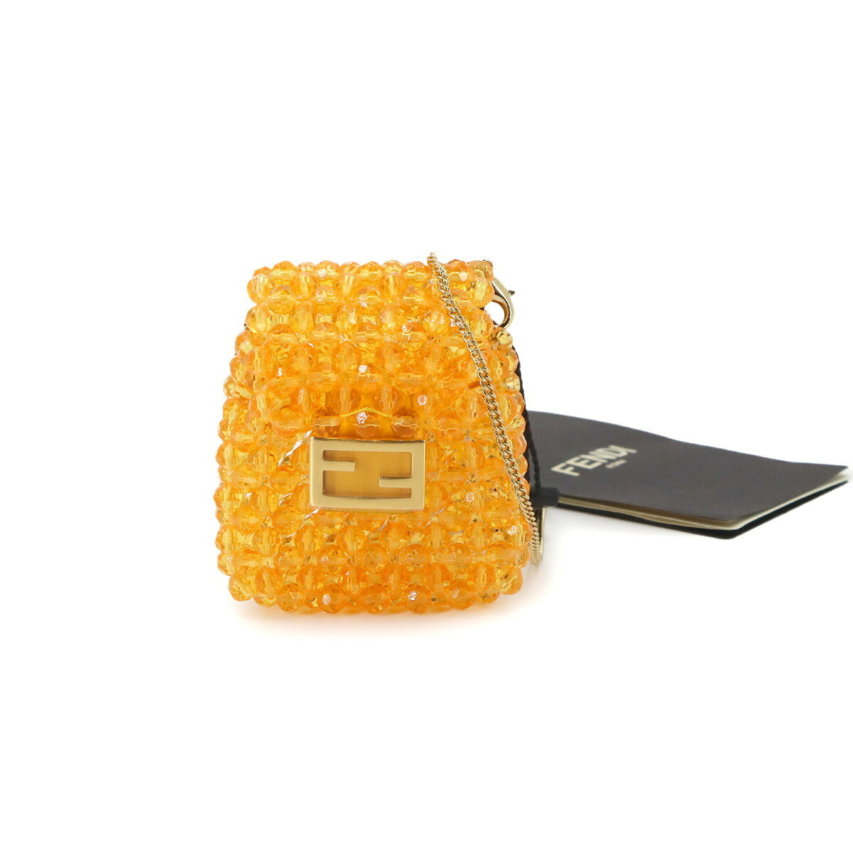 Fendi Orange Beads Leather Pouch Shoulder Bag (Pre-Owned)