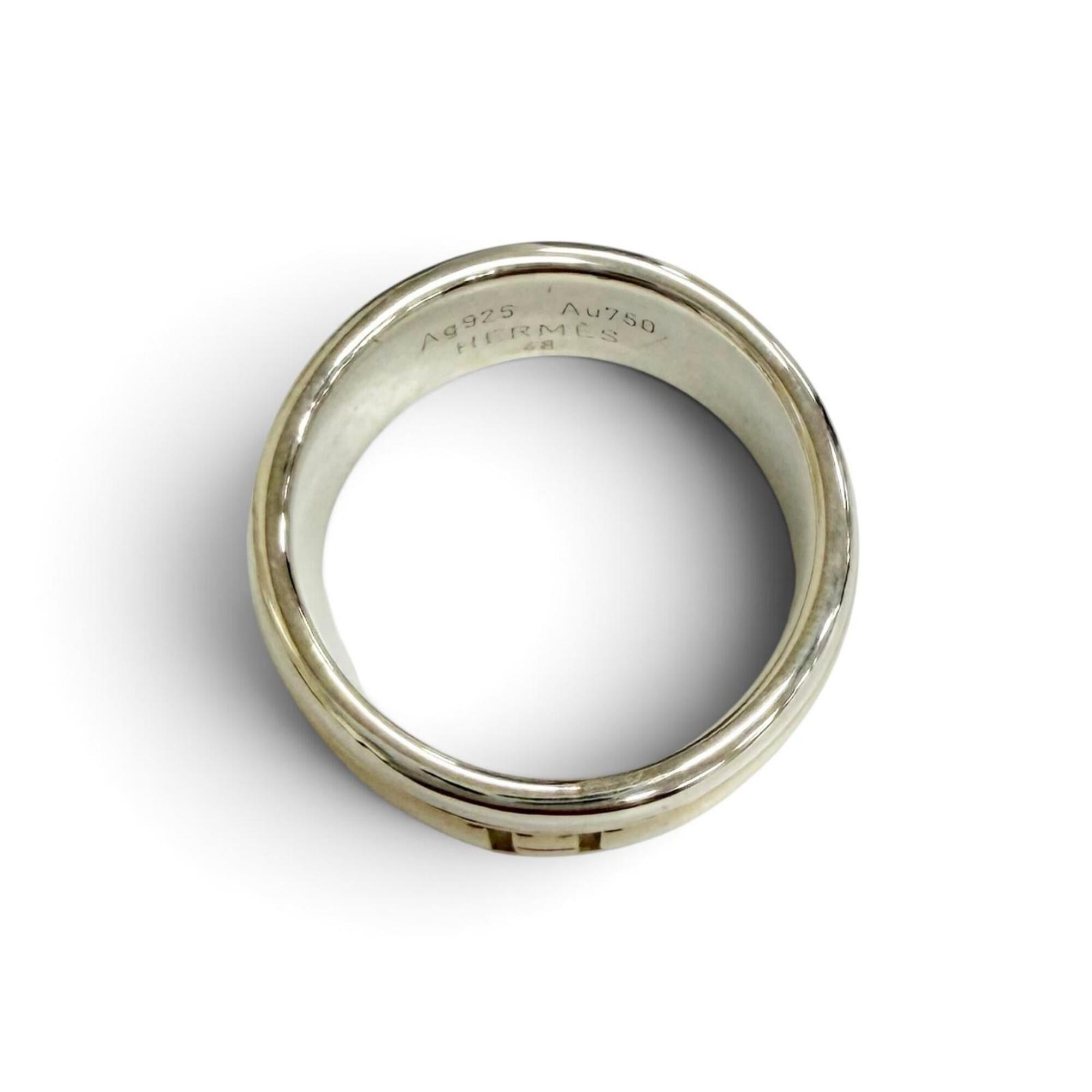 Hermes Gold Silver Gold (18K) Silver 925 Band Ring (Pre-Owned)