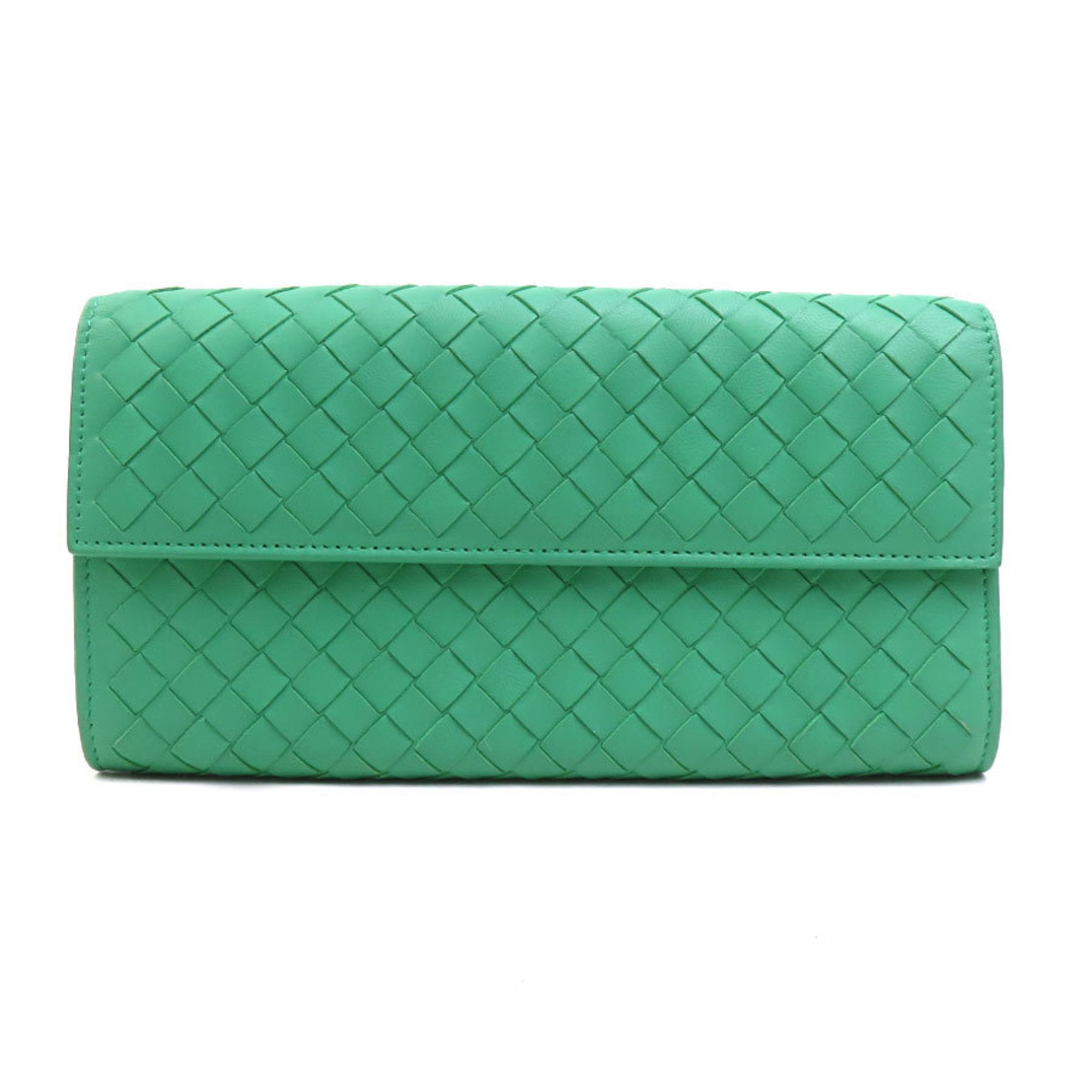 Bottega Veneta Green Intrecciato Long Wallet (Bi-Fold) (Pre-Owned)
