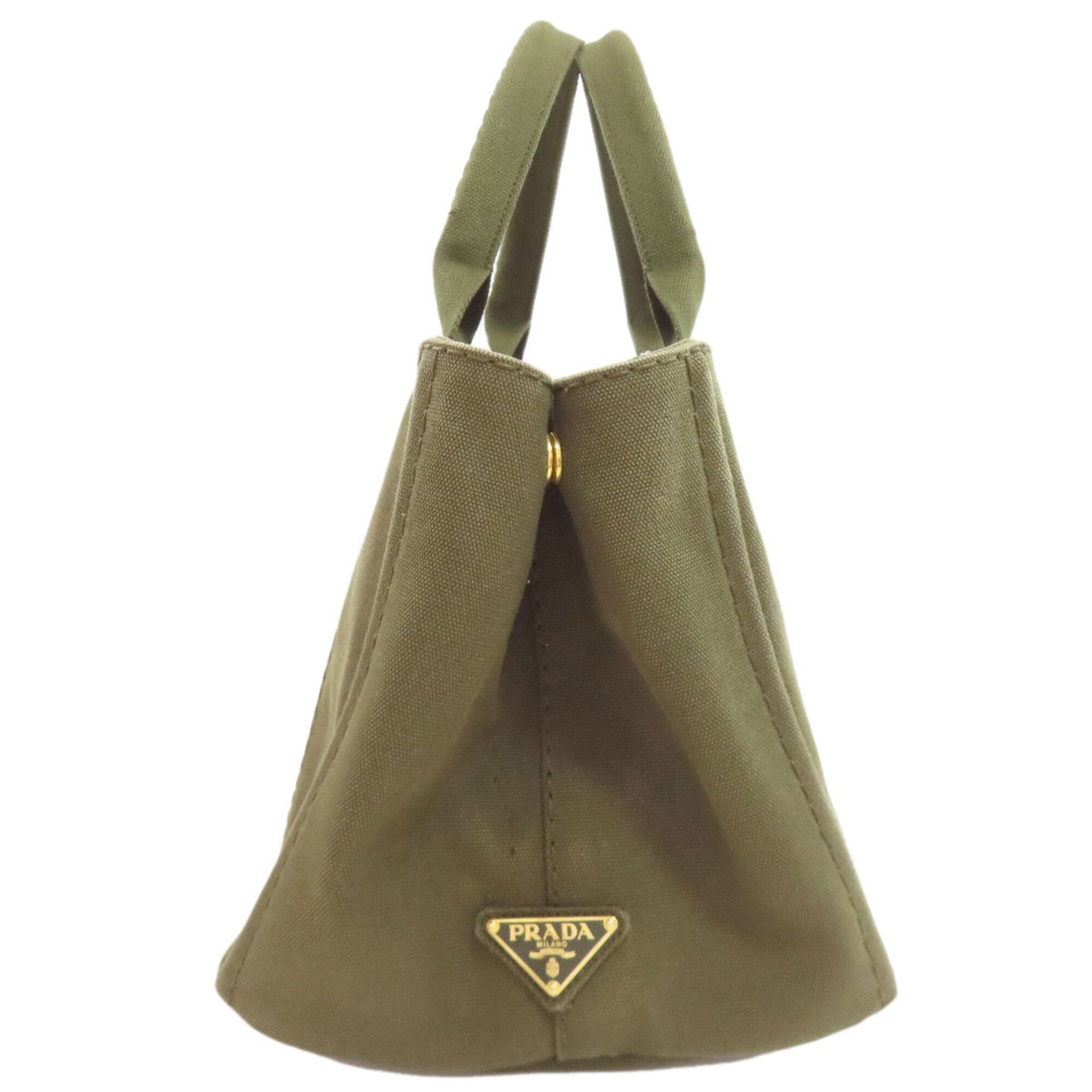 Prada Canapa Green Canvas Tote Bag (Pre-Owned)