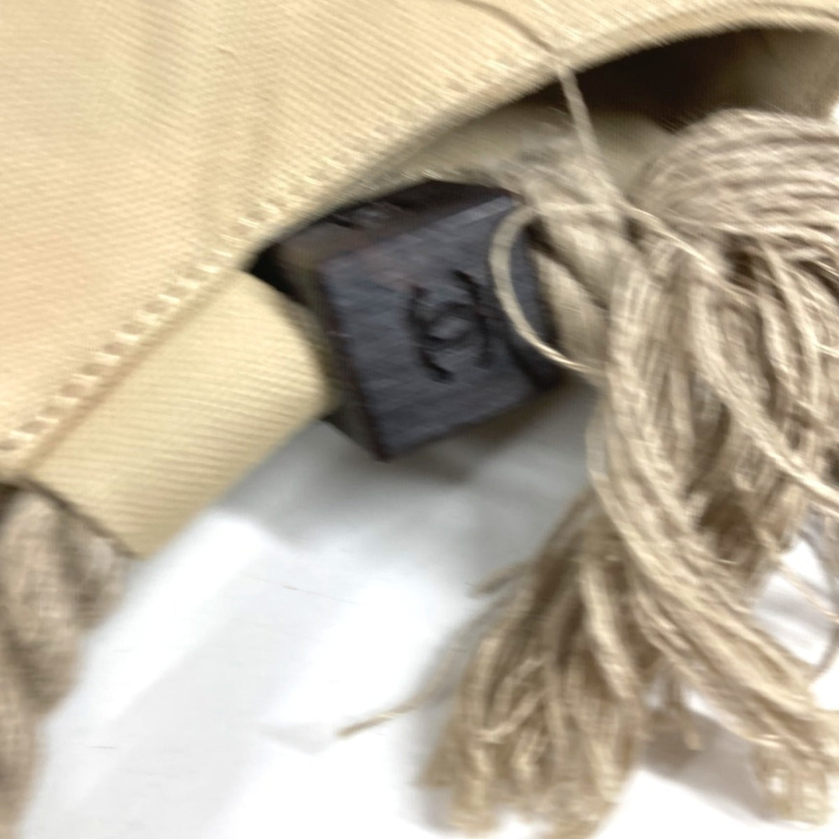 Chanel Beige Canvas Handbag Shoulder Bag (Pre-Owned)