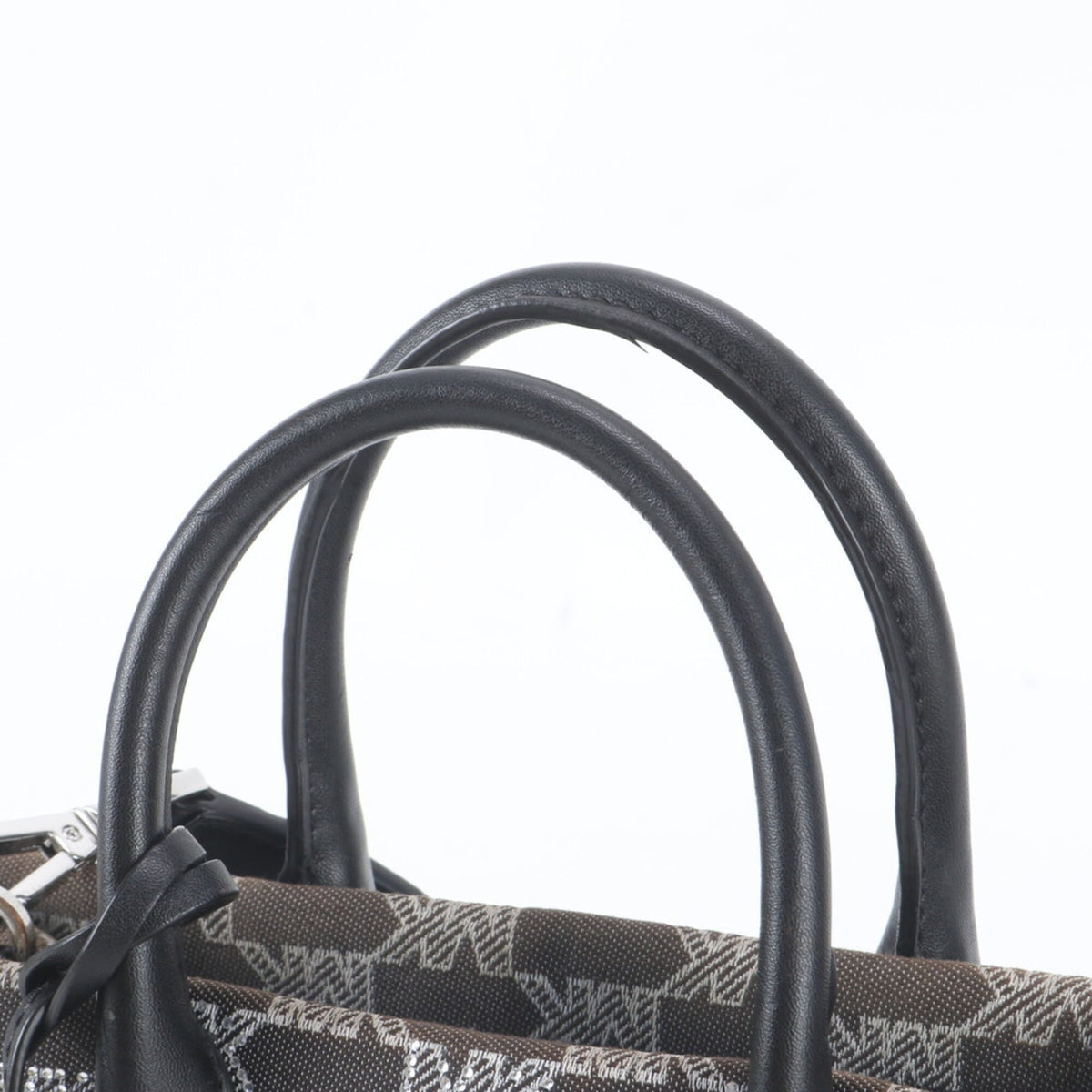 Michael Kors Black Leather Canvas Handbag Shoulder Bag (Pre-Owned)