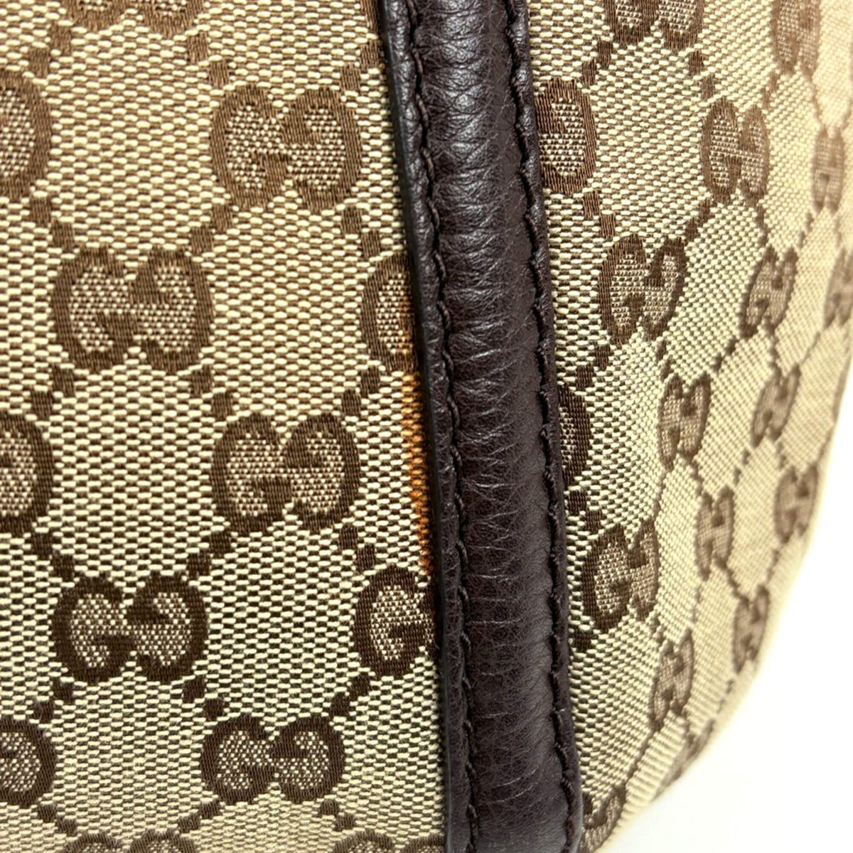 Gucci Brown Leather Gg Canvas Shoulder Bag (Pre-Owned)