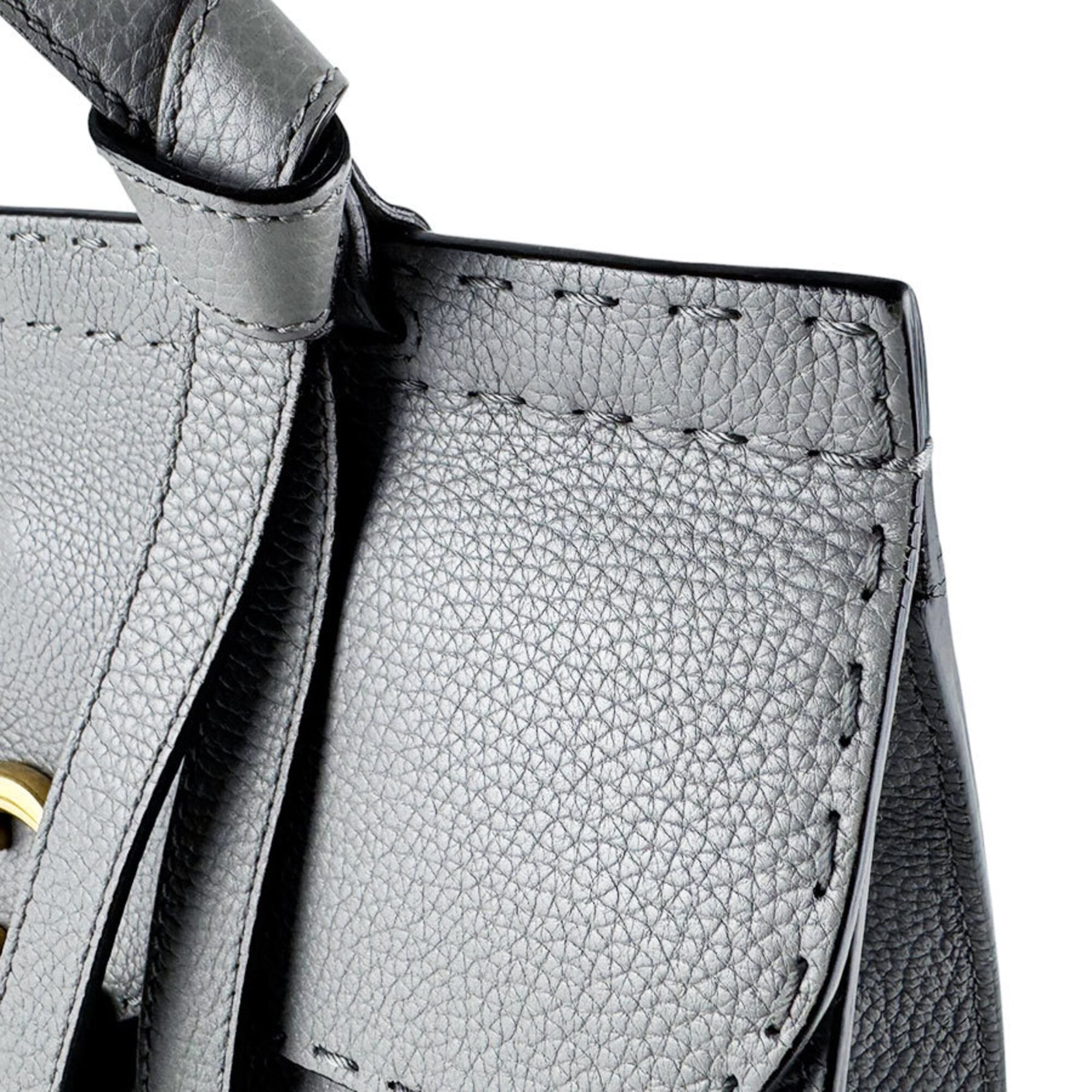 Gucci Gray Leather Handbag Shoulder Bag (Pre-Owned)
