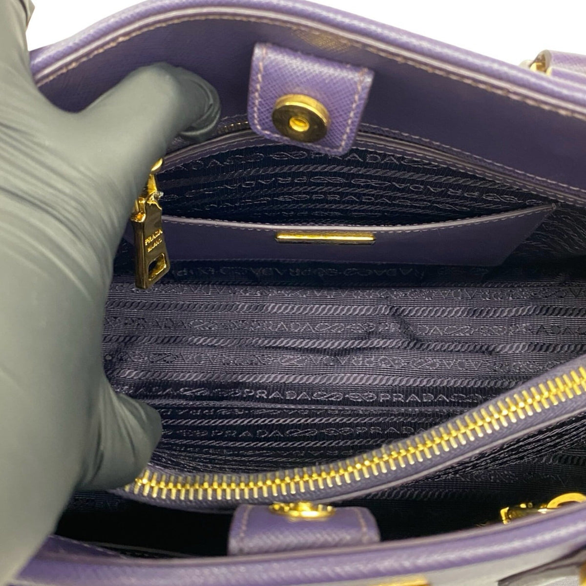Prada Purple Leather Handbag Shoulder Bag Tote Bag (Pre-Owned)