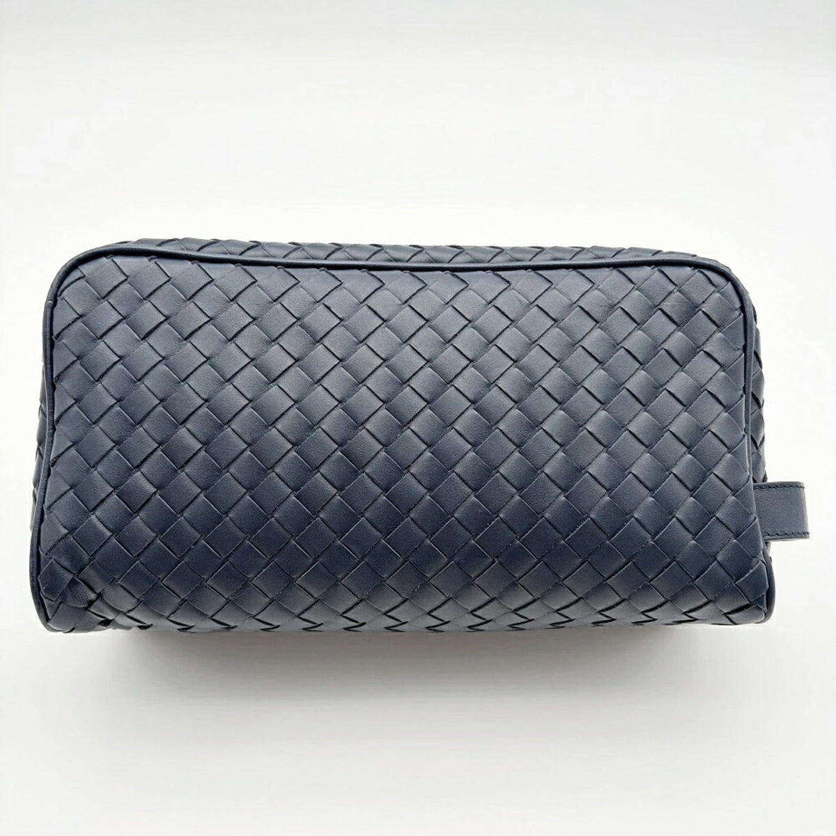 Bottega Veneta Intrecciato Navy Leather Pouch (Pre-Owned)