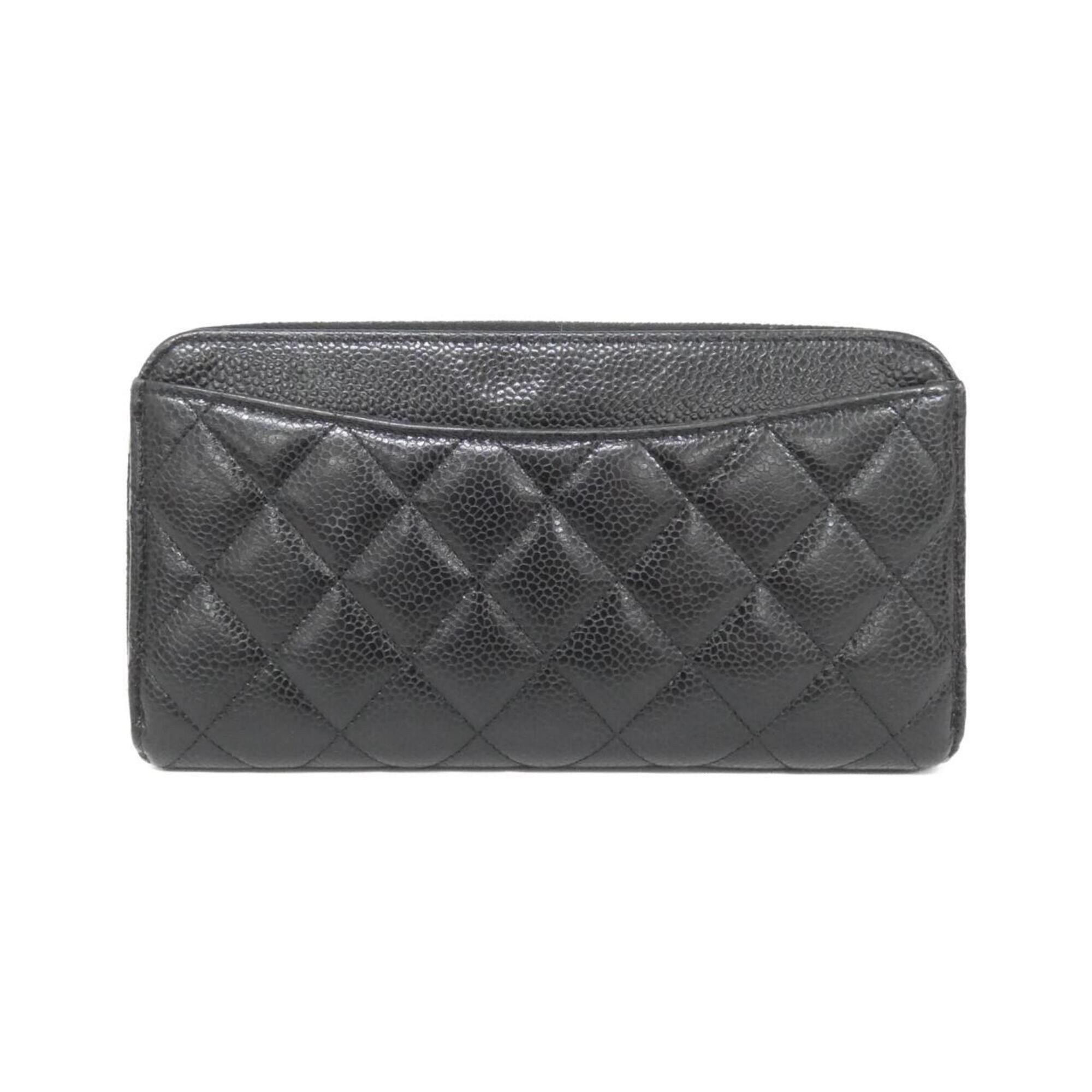Chanel Black Bordeaux Grained Calfskin Long Wallet (Bi-Fold) (Pre-Owned)