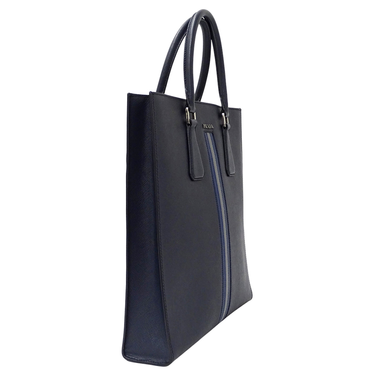 Prada Navy Leather Handbag Tote Bag (Pre-Owned)