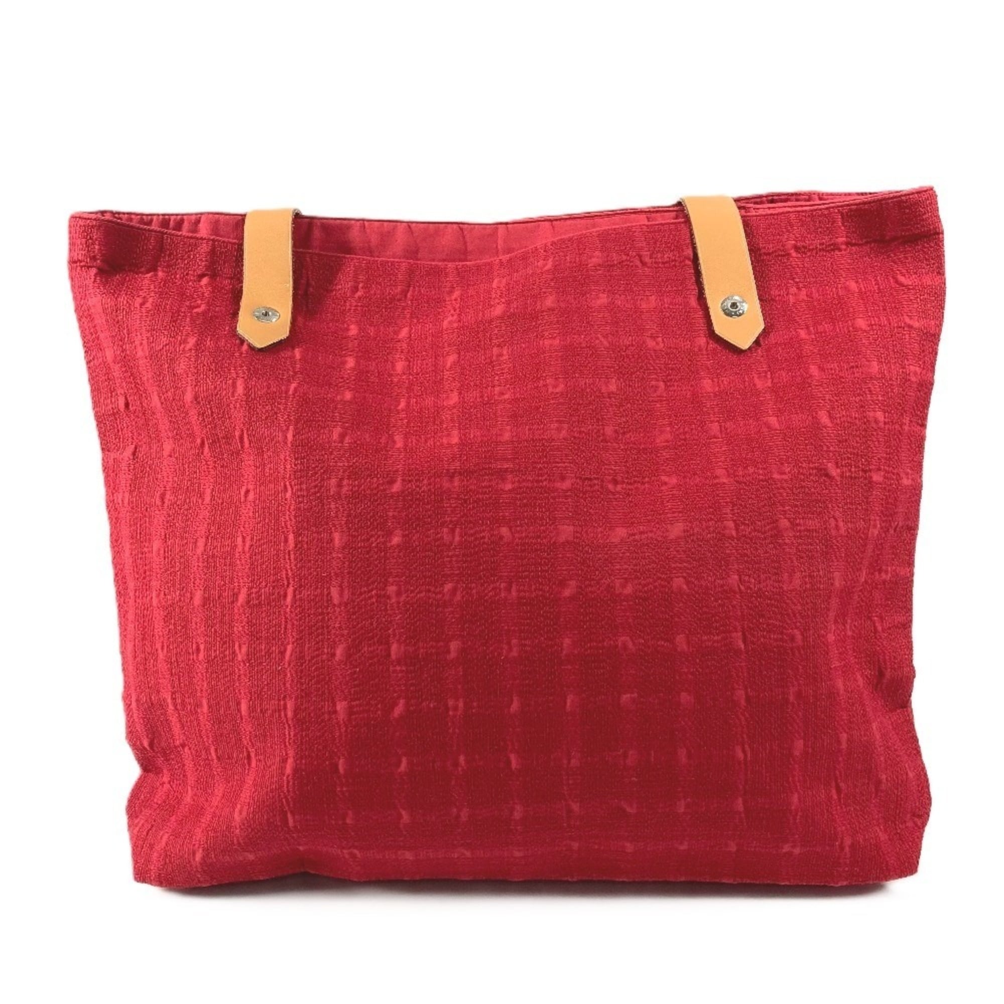 Hermes Ahmedabad Red Color Cotton Leather Shoulder Bag Tote Bag (Pre-Owned)